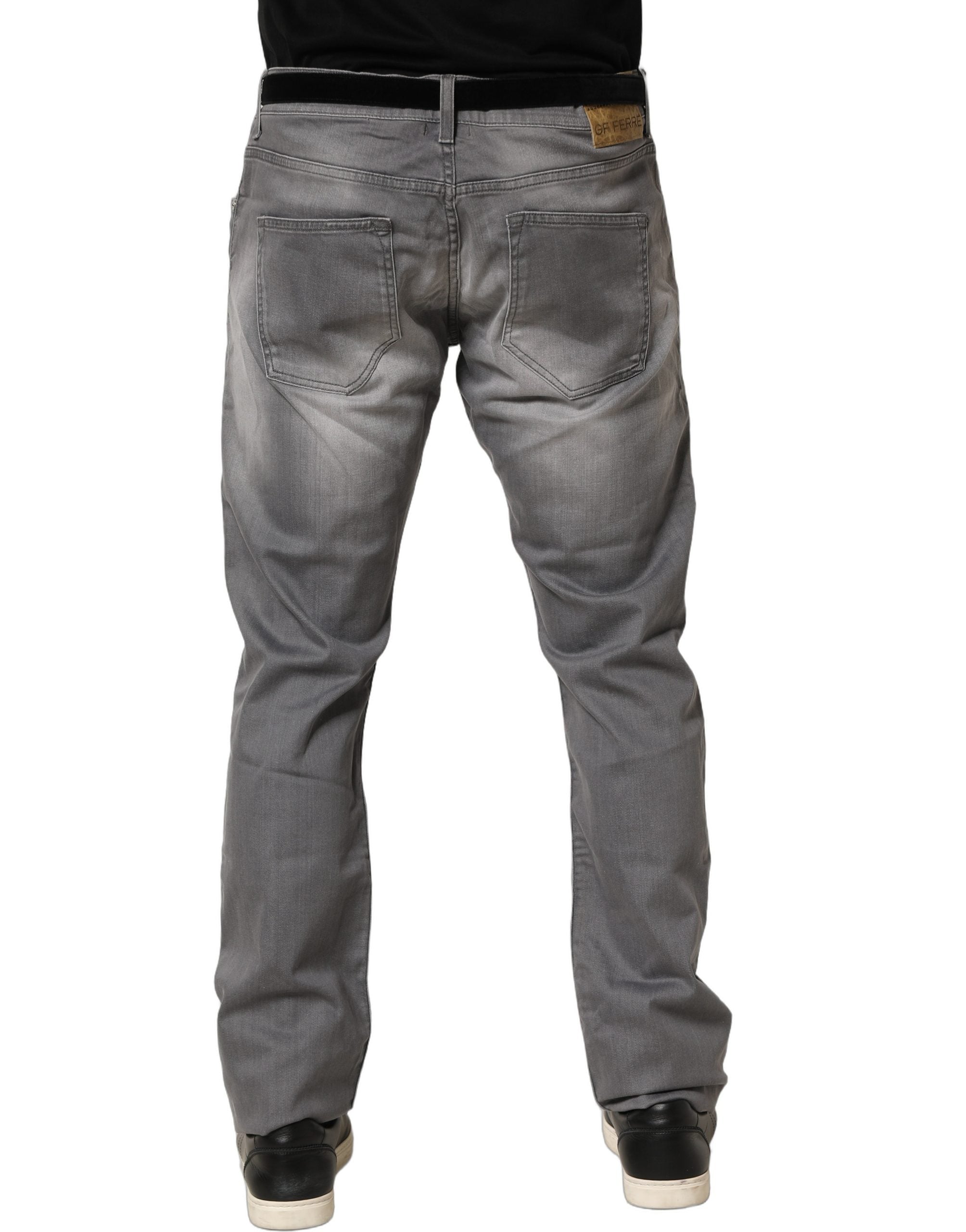 GF Ferre Graue, gewaschene Straight Leg Jeans für Herren mit mittlerer Leibhöhe