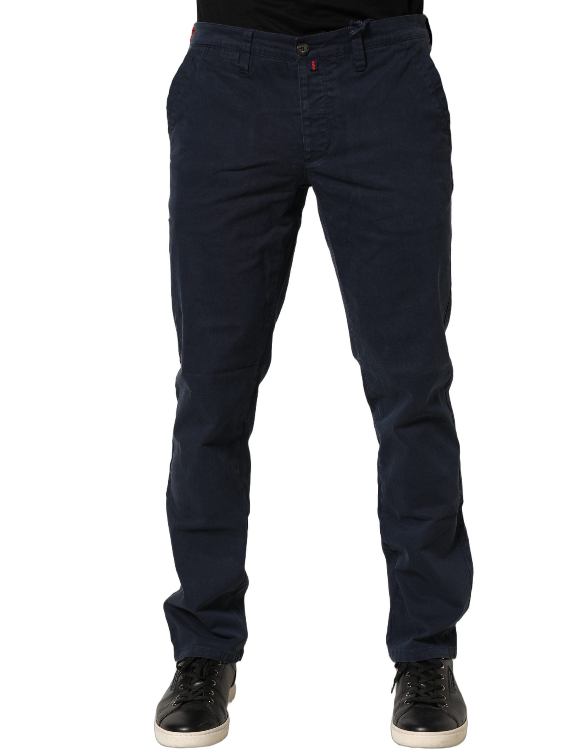 Domenico Tagliente Navy Blue Skinny Chino Mid Waist Men Pants
