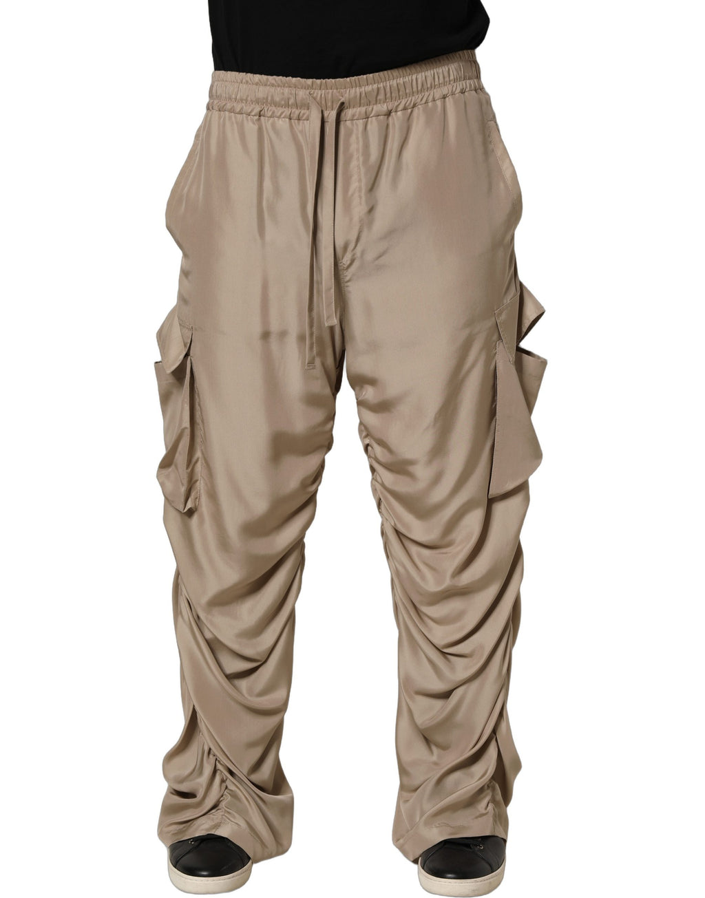 Dolce & Gabbana Braune Cargohose mit Raffungen im Parachute-Stil für Herren
