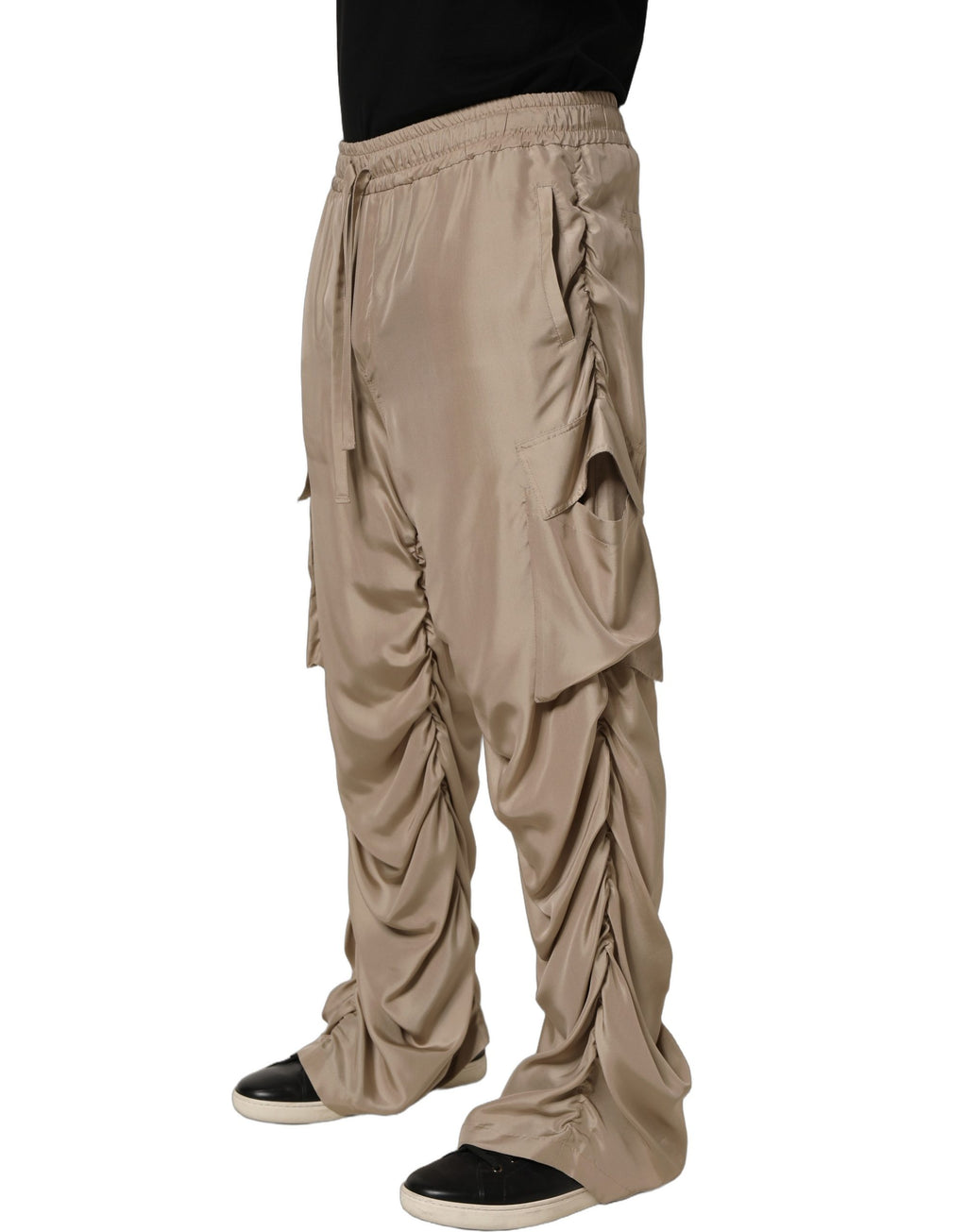 Dolce & Gabbana Braune Cargohose mit Raffungen im Parachute-Stil für Herren
