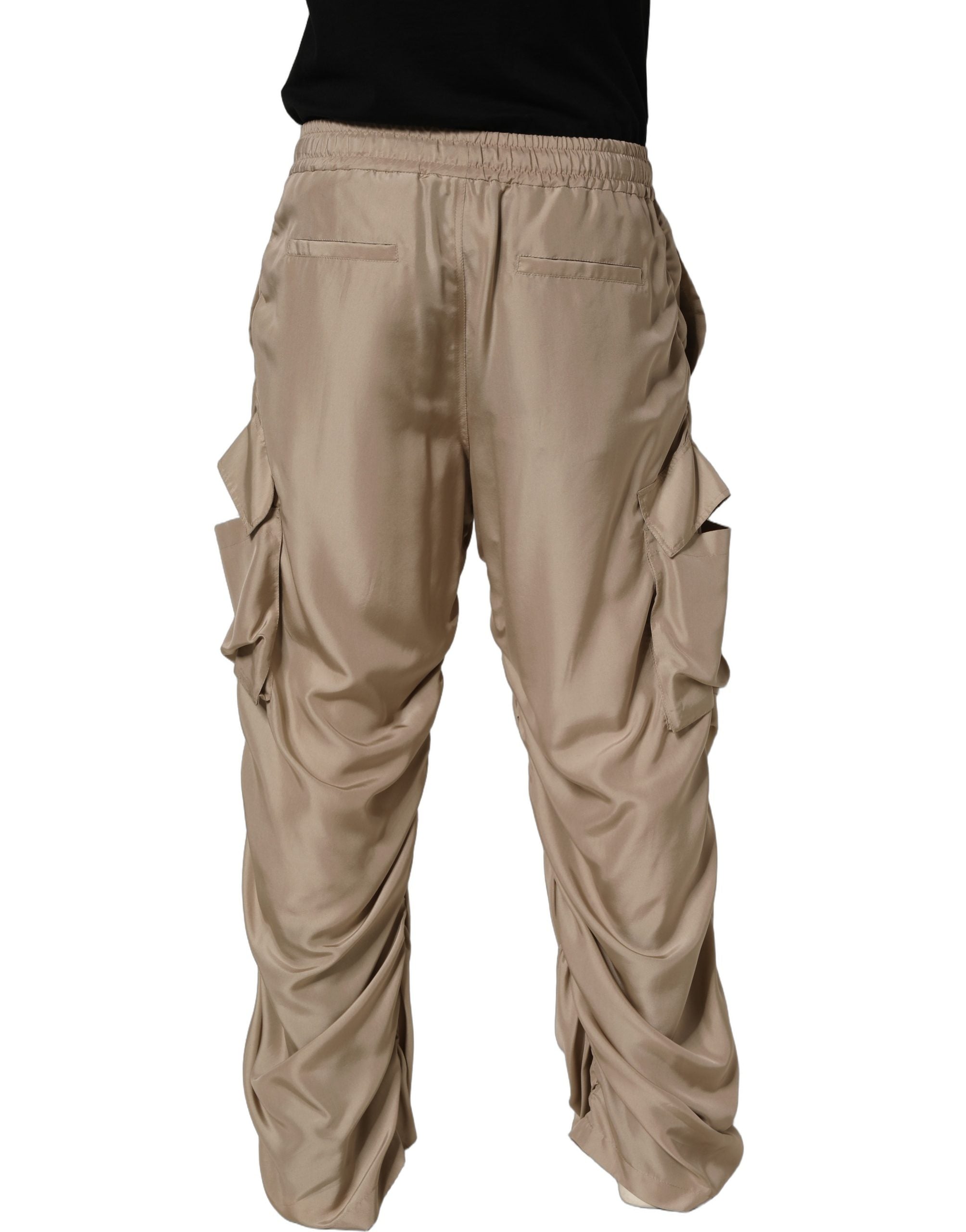Dolce & Gabbana Braune Cargohose mit Raffungen im Parachute-Stil für Herren