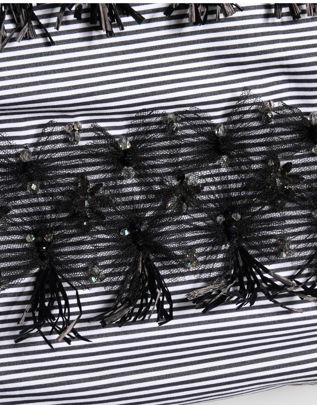 Dolce & Gabbana Schwarze und graue Nadelstreifen-Hose mit Verzierungen