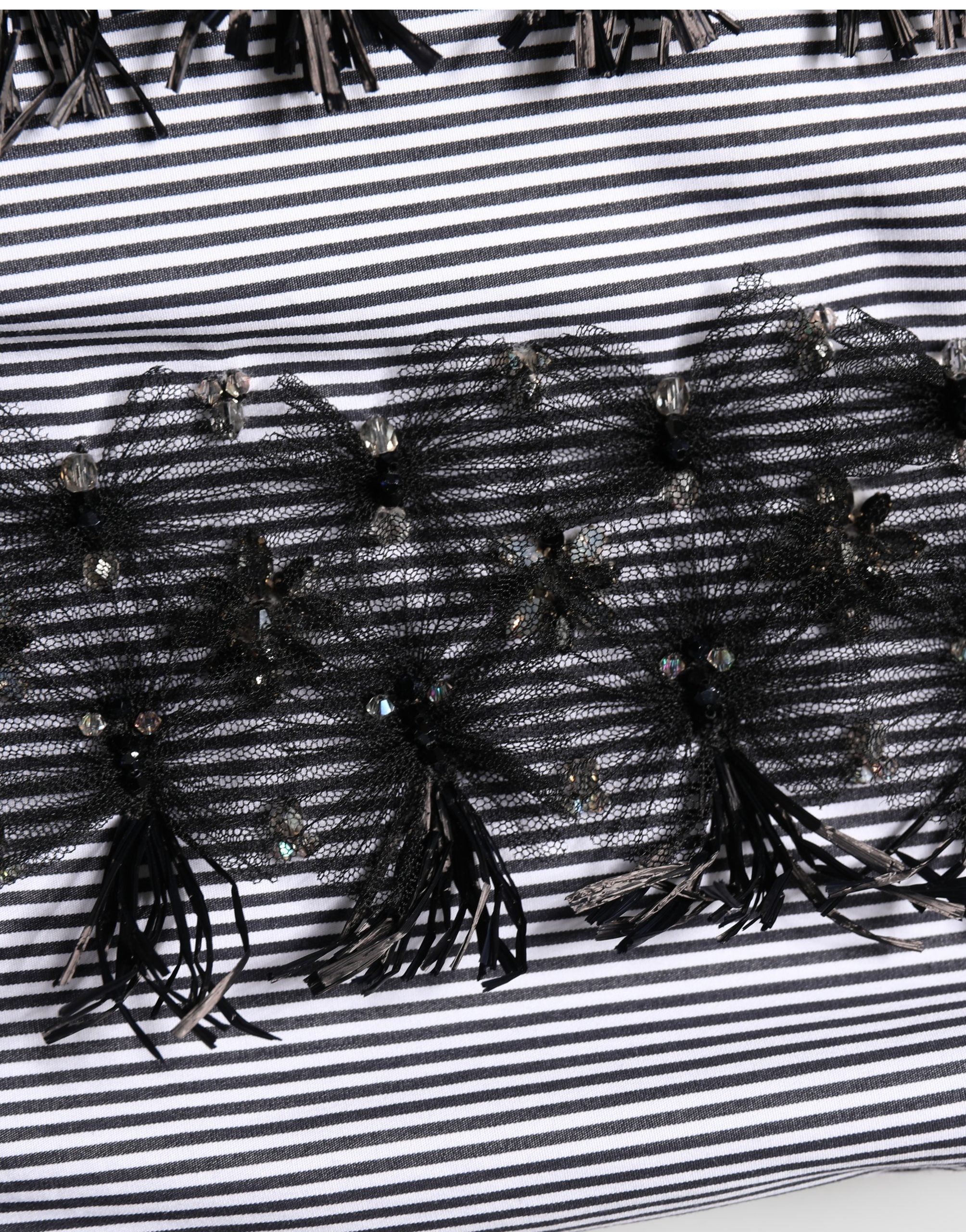 Dolce & Gabbana Schwarze und graue Nadelstreifen-Hose mit Verzierungen