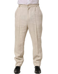 Dolce & Gabbana Beige Leinen Hose für Herren, schmal zulaufend