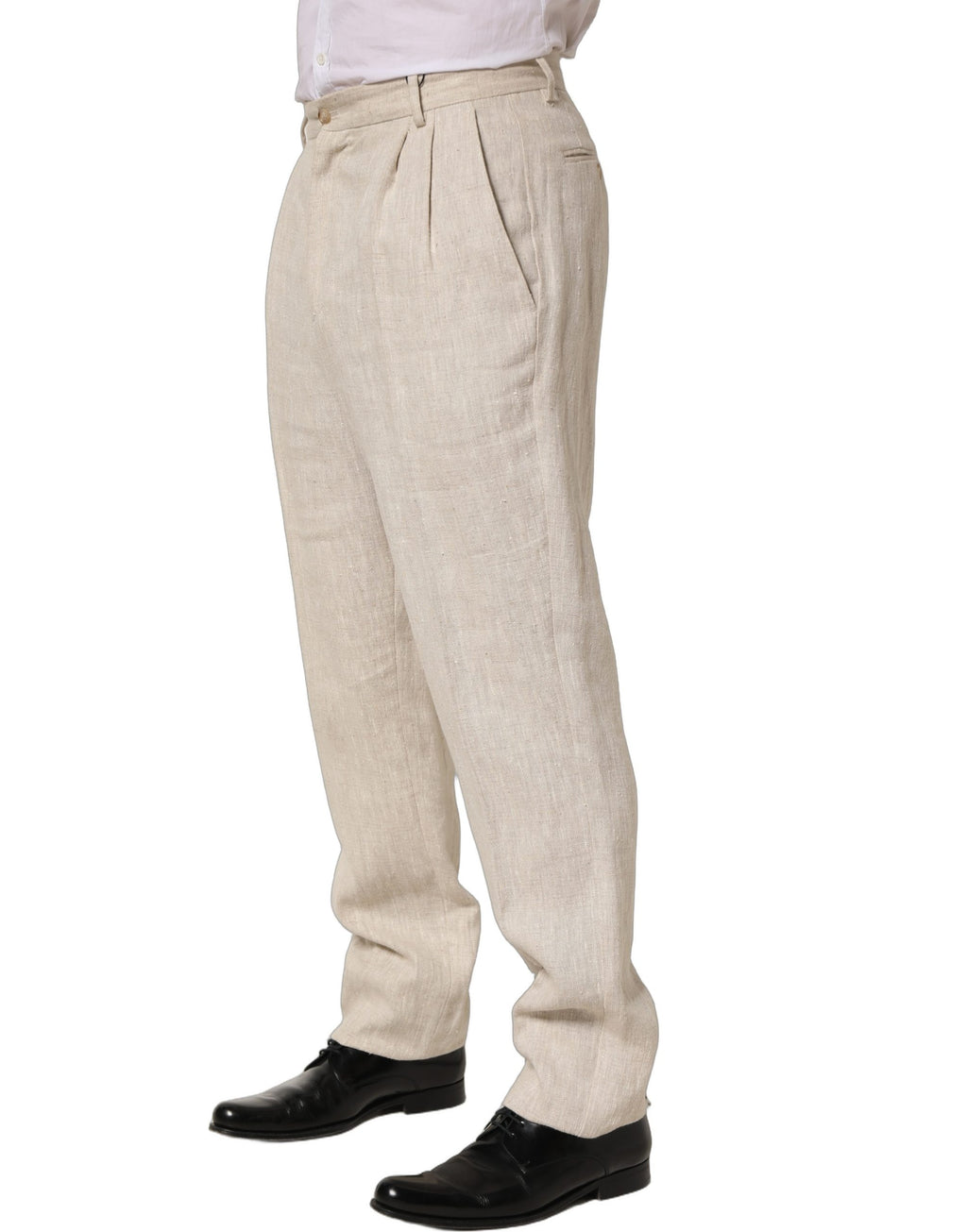 Dolce & Gabbana Beige Leinen Hose für Herren, schmal zulaufend