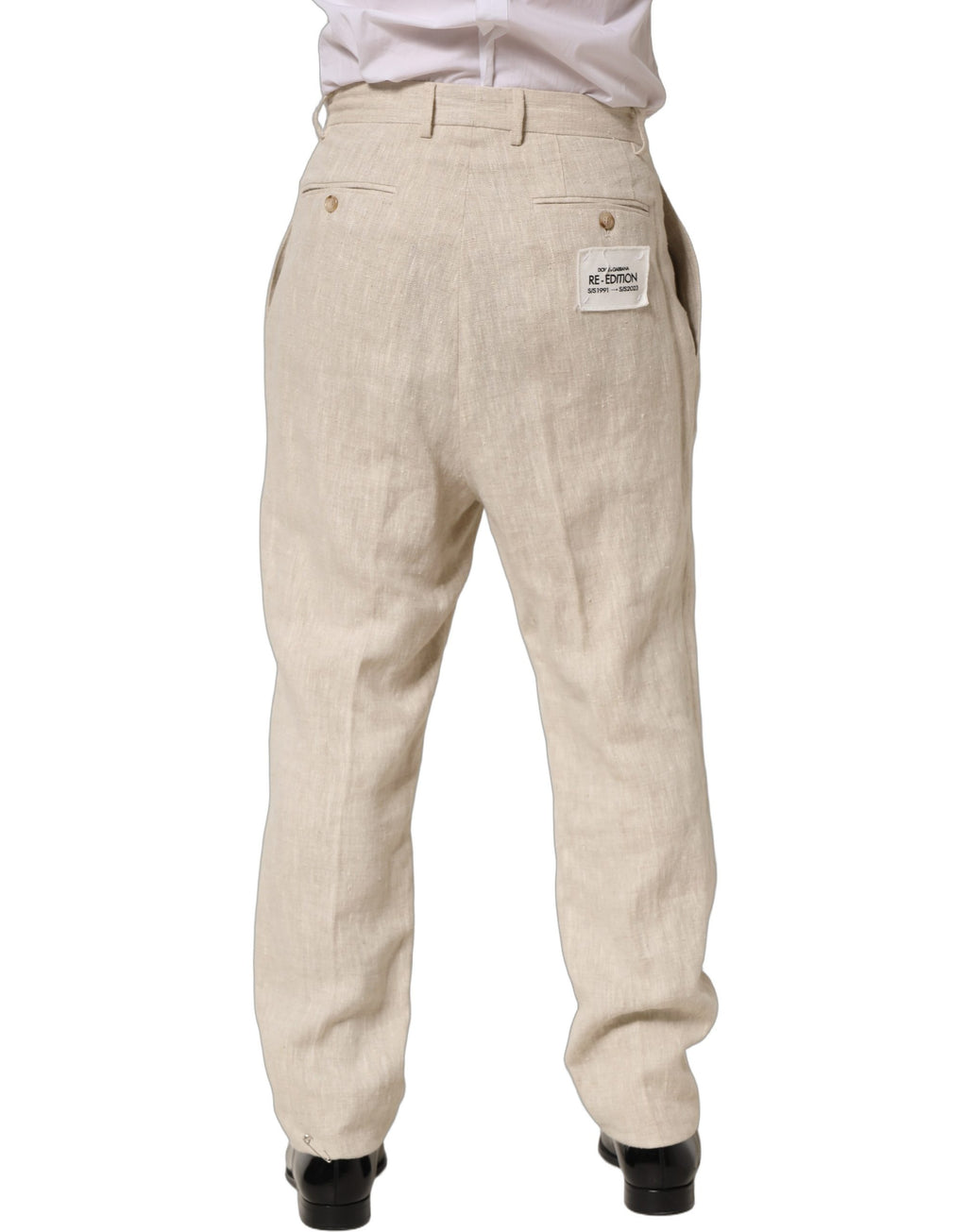 Dolce & Gabbana Beige Leinen Hose für Herren, schmal zulaufend