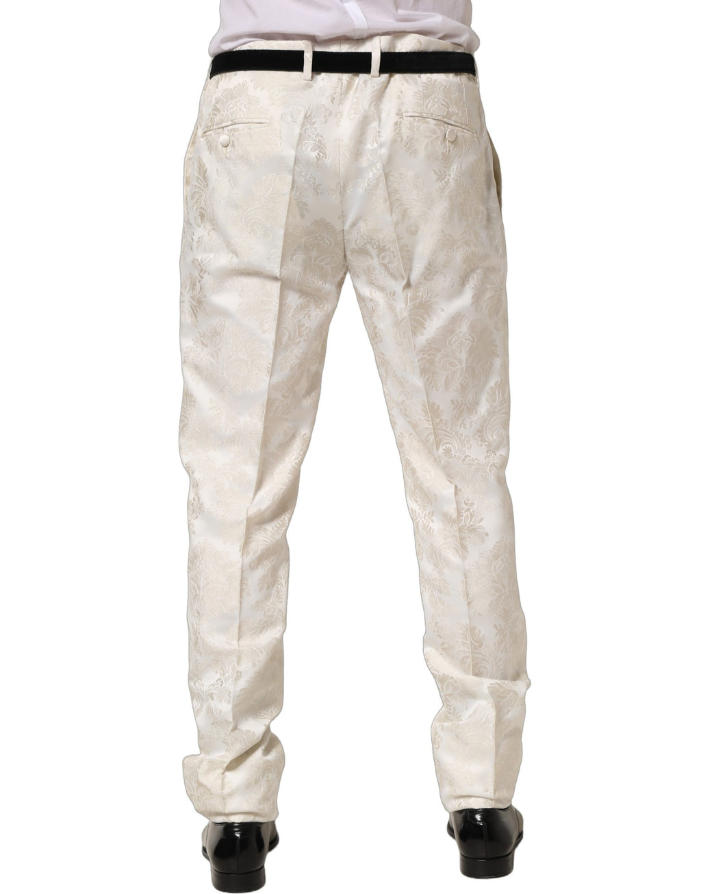 Dolce & Gabbana Weiße Herren-Anzughose mit Blumenmuster