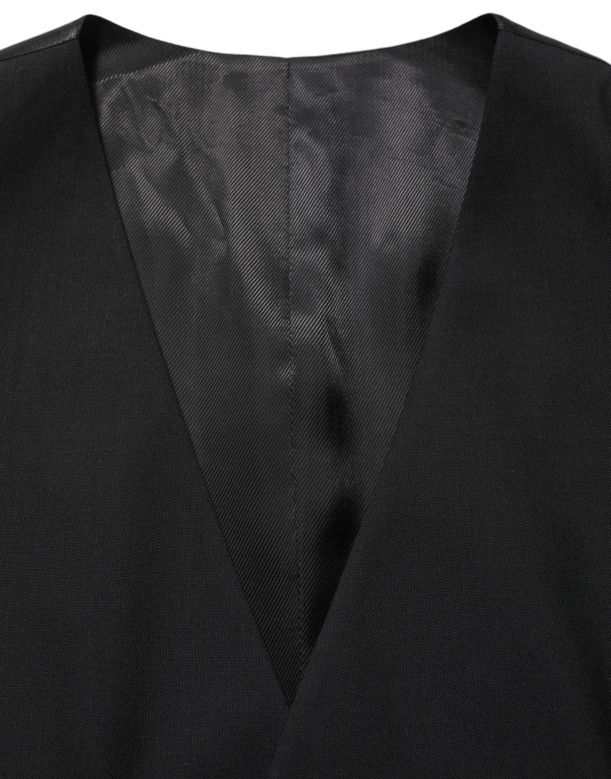 Dolce & Gabbana Schwarze Wollweste mit schmaler Passform