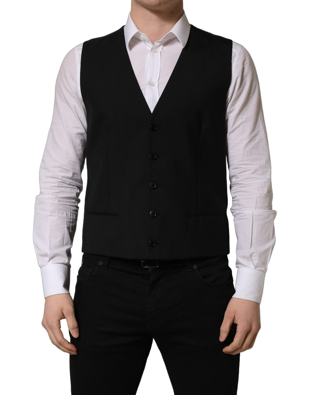 Dolce & Gabbana Schwarze Wollweste mit schmaler Passform