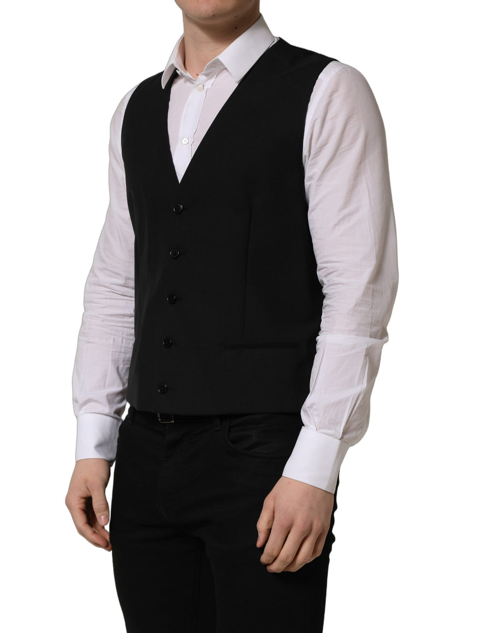 Dolce & Gabbana Schwarze Wollweste mit schmaler Passform