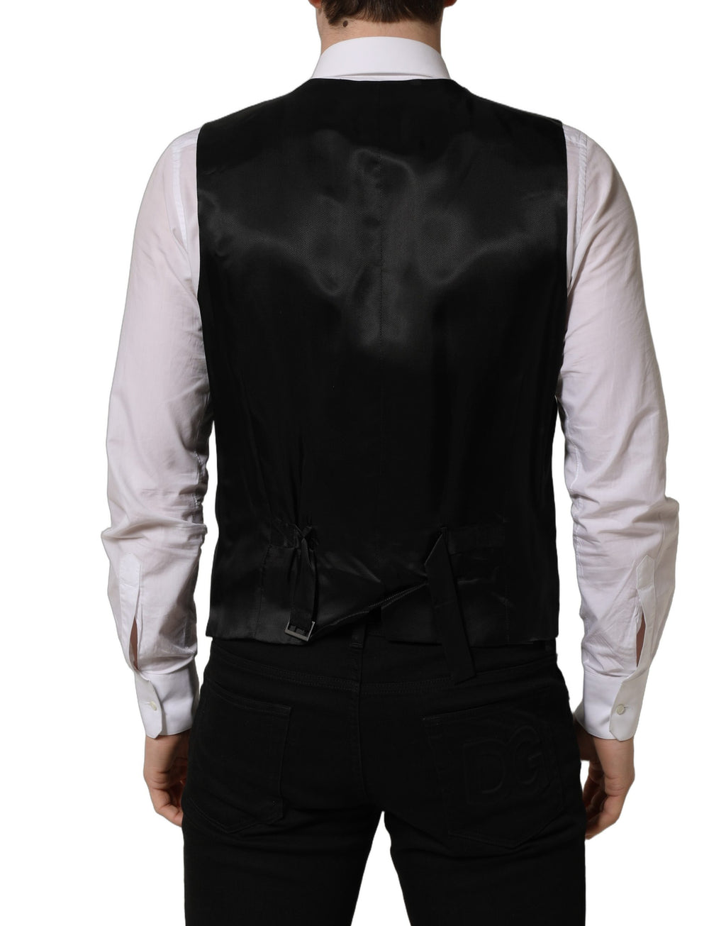 Dolce & Gabbana Schwarze Wollweste mit schmaler Passform