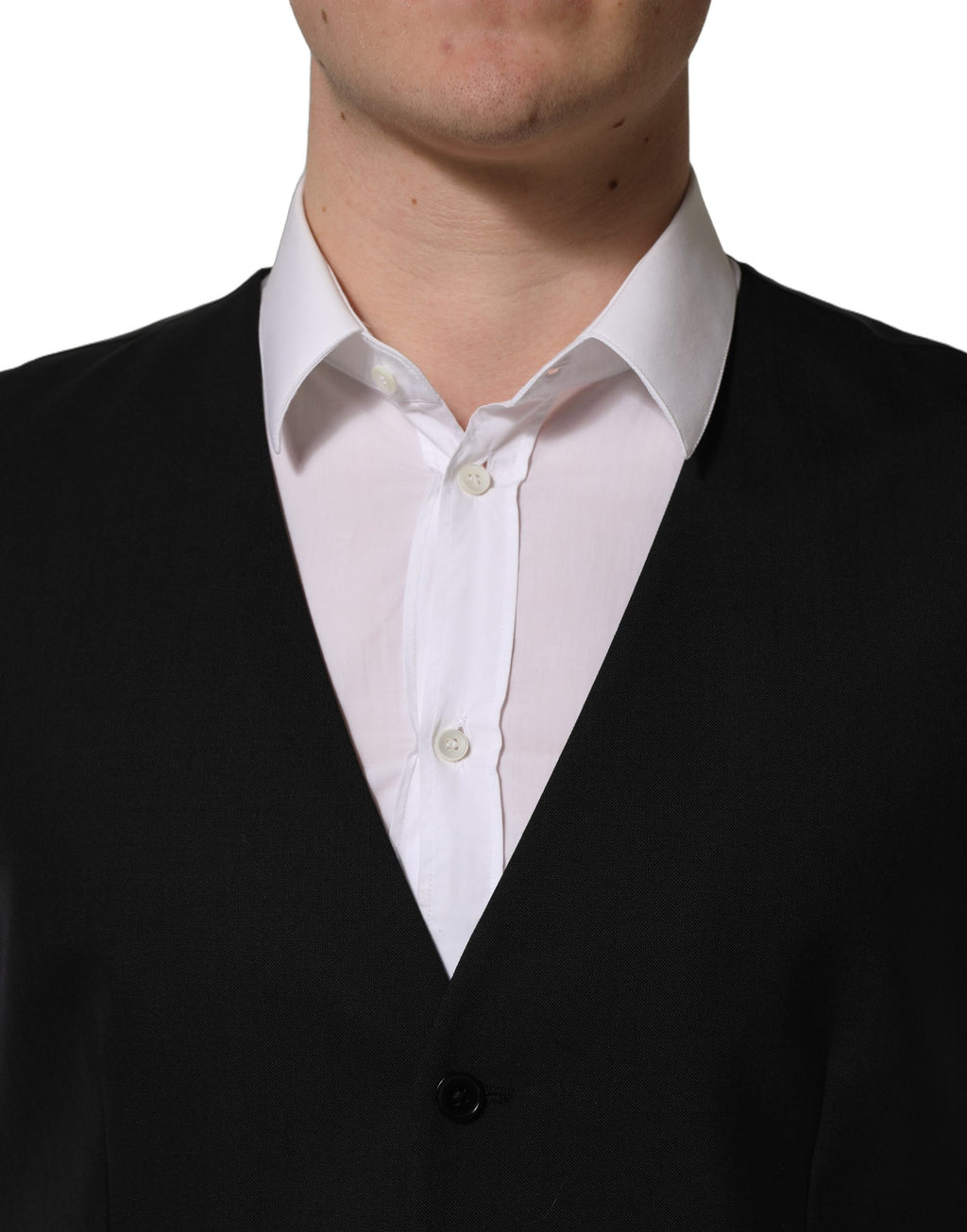 Dolce & Gabbana Schwarze Wollweste mit schmaler Passform