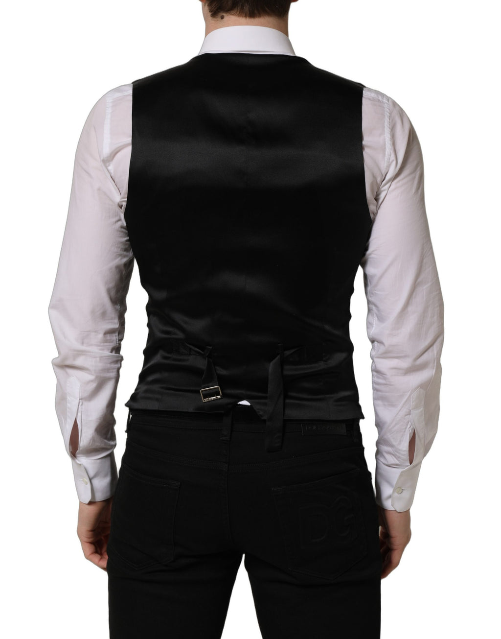 Dolce & Gabbana Schwarze Wollweste mit schmaler Passform