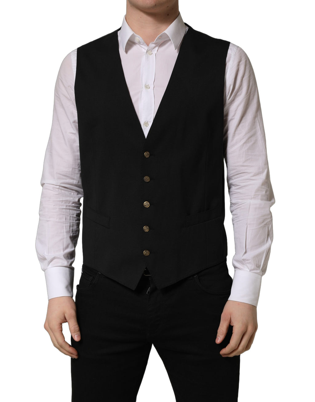 Dolce & Gabbana Schwarze einreihige Herrenweste