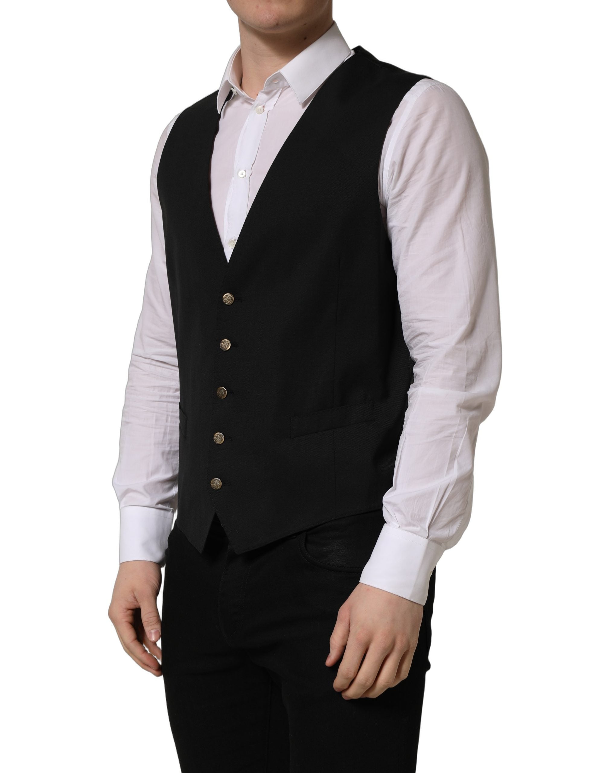 Dolce & Gabbana Schwarze einreihige Herrenweste
