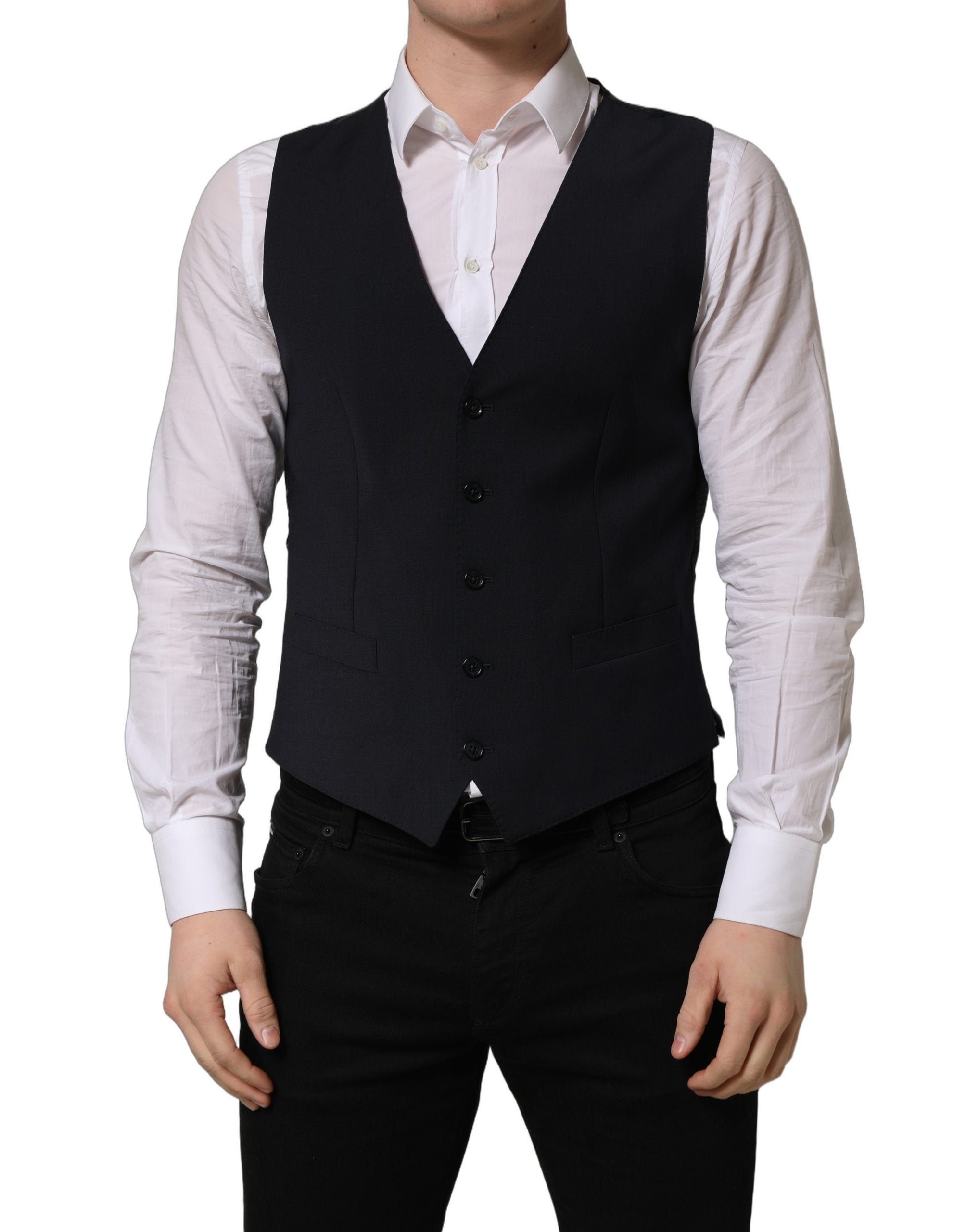 Dolce & Gabbana Schwarze Wollweste mit schmaler Passform