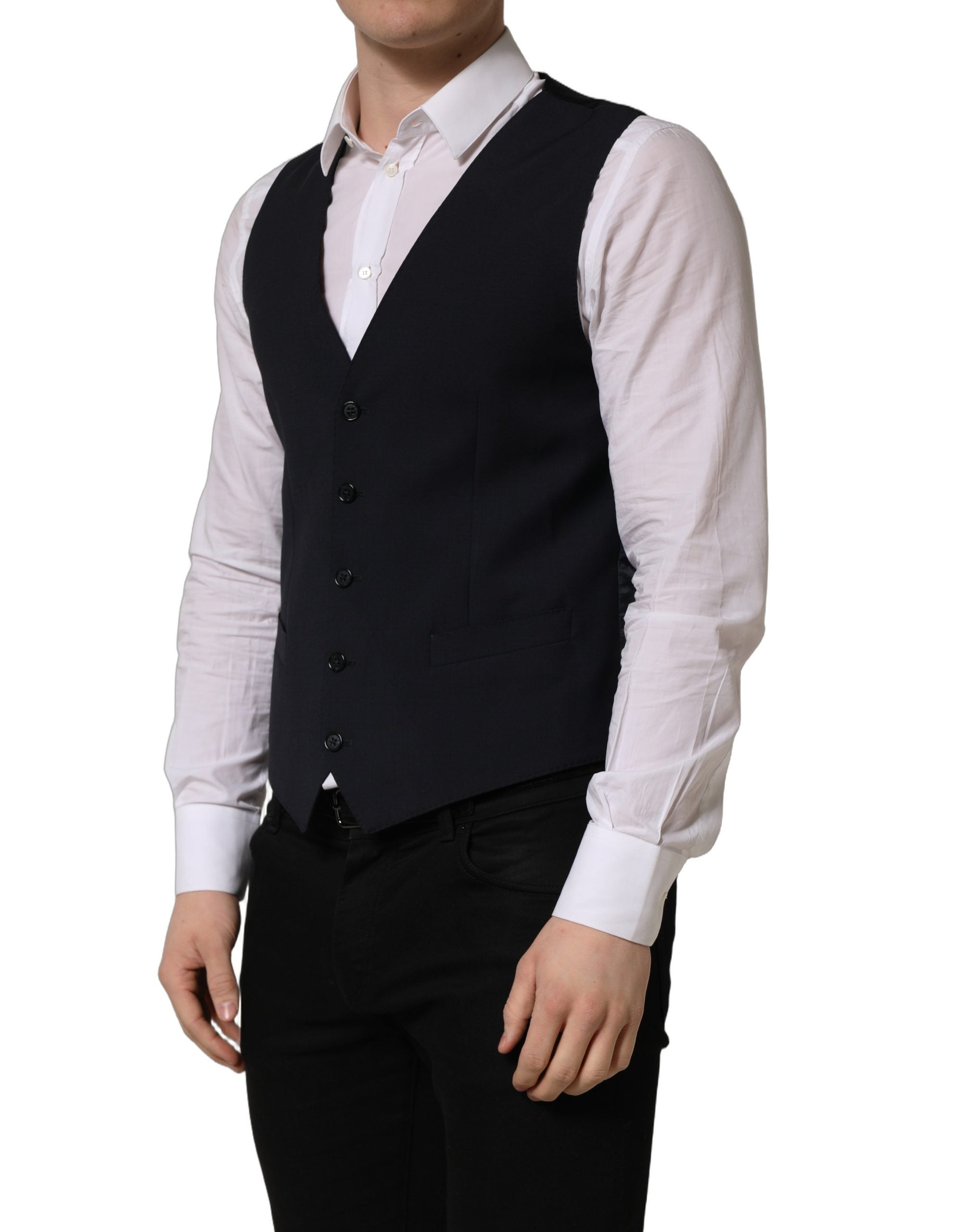 Dolce & Gabbana Schwarze Wollweste mit schmaler Passform