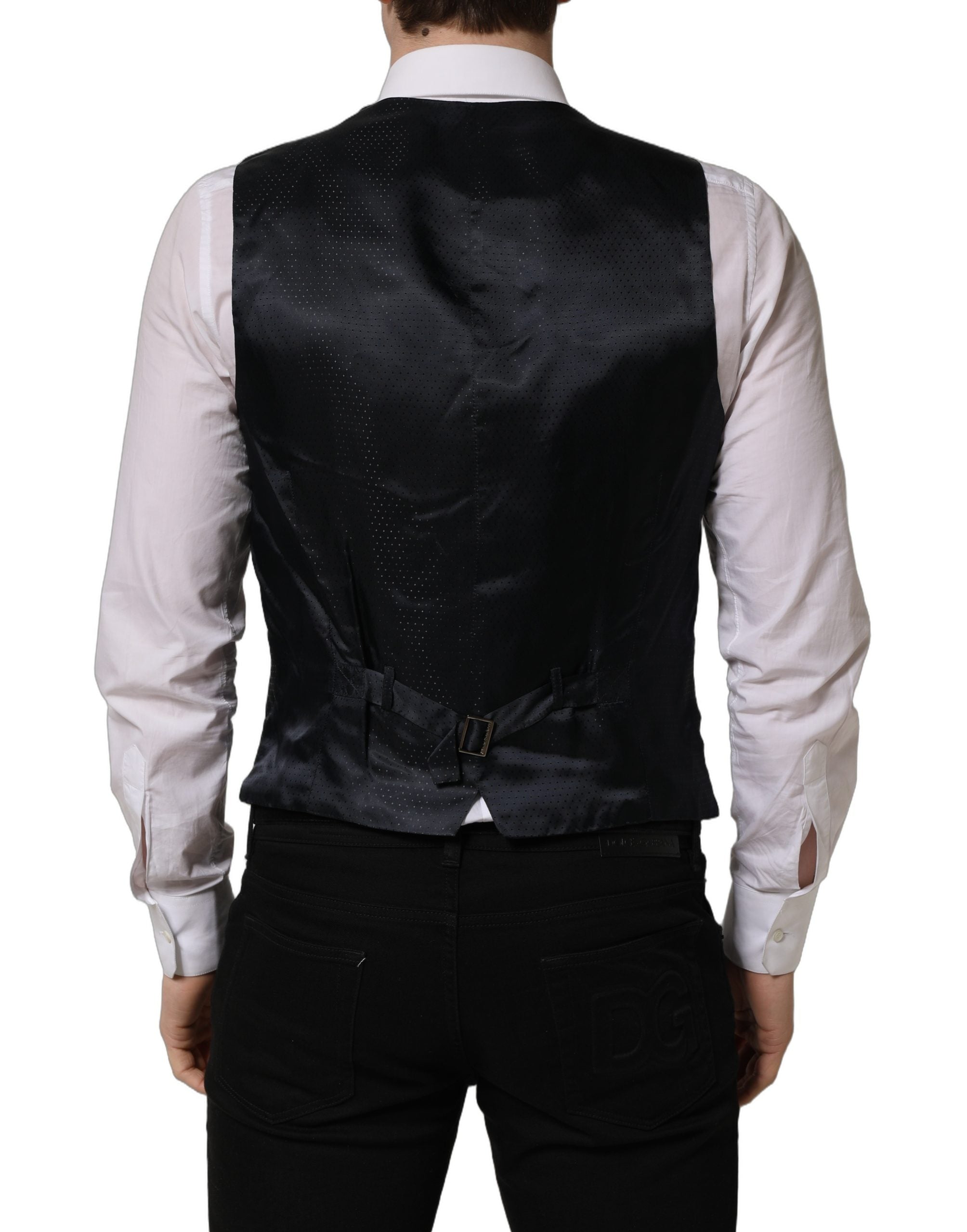 Dolce & Gabbana Schwarze Wollweste mit schmaler Passform