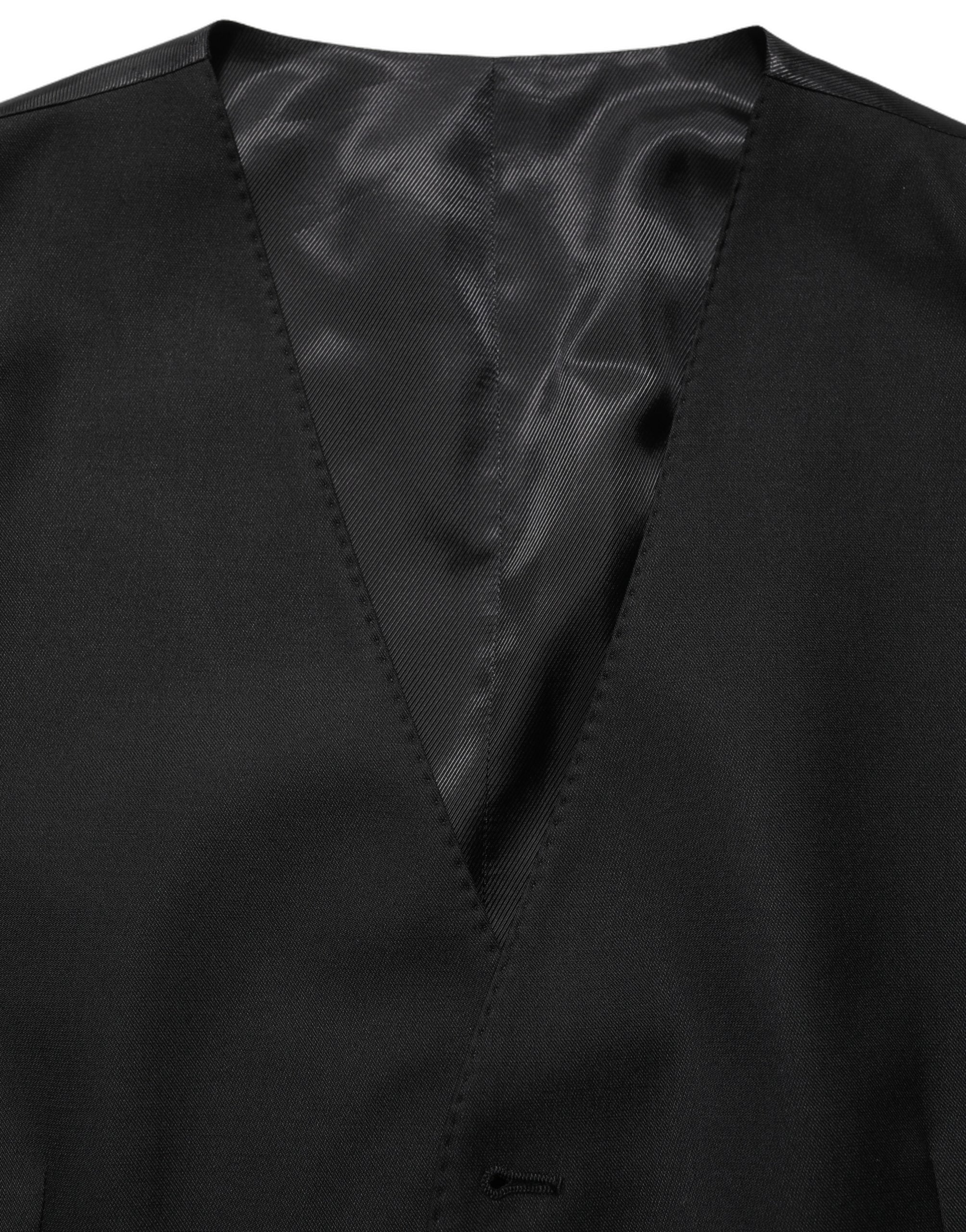 Dolce & Gabbana Schwarze Wollweste mit schmaler Passform
