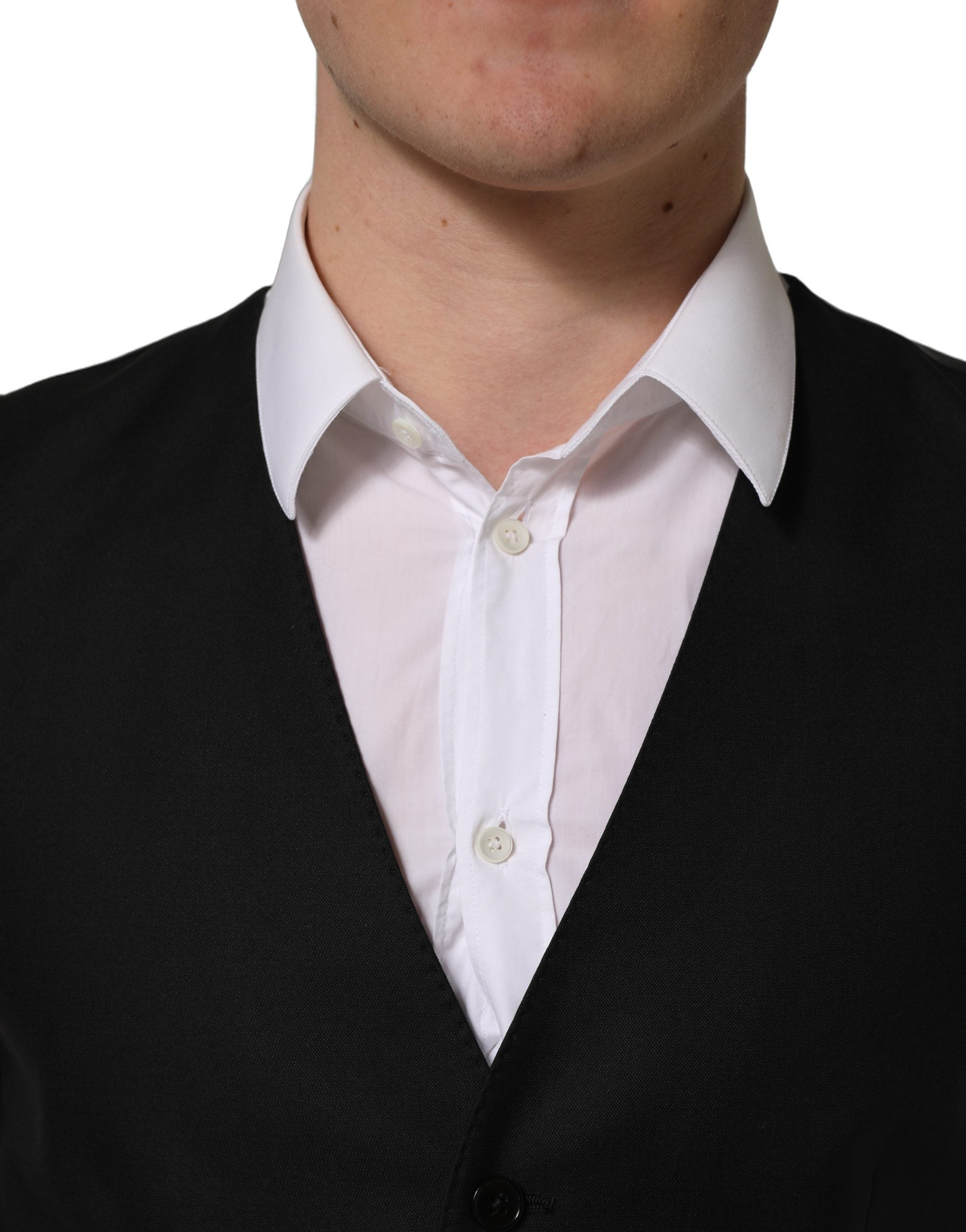 Dolce & Gabbana Schwarze Wollweste mit schmaler Passform