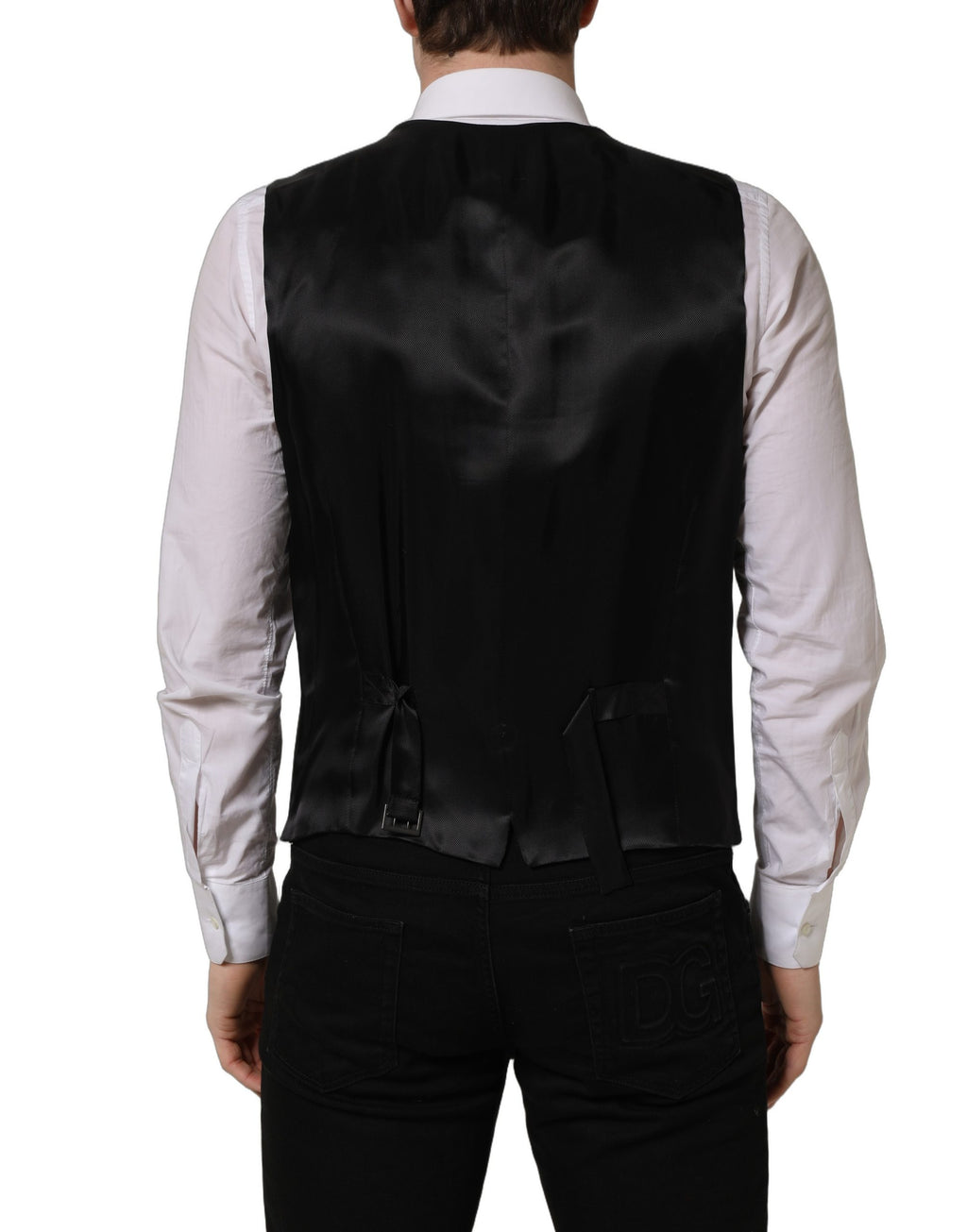 Dolce & Gabbana Schwarze Wollweste mit schmaler Passform