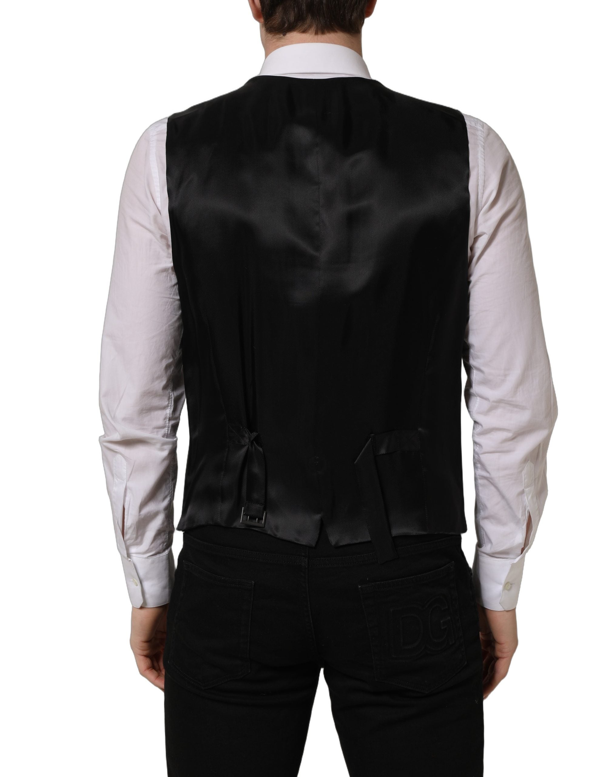 Dolce & Gabbana Schwarze Wollweste mit schmaler Passform