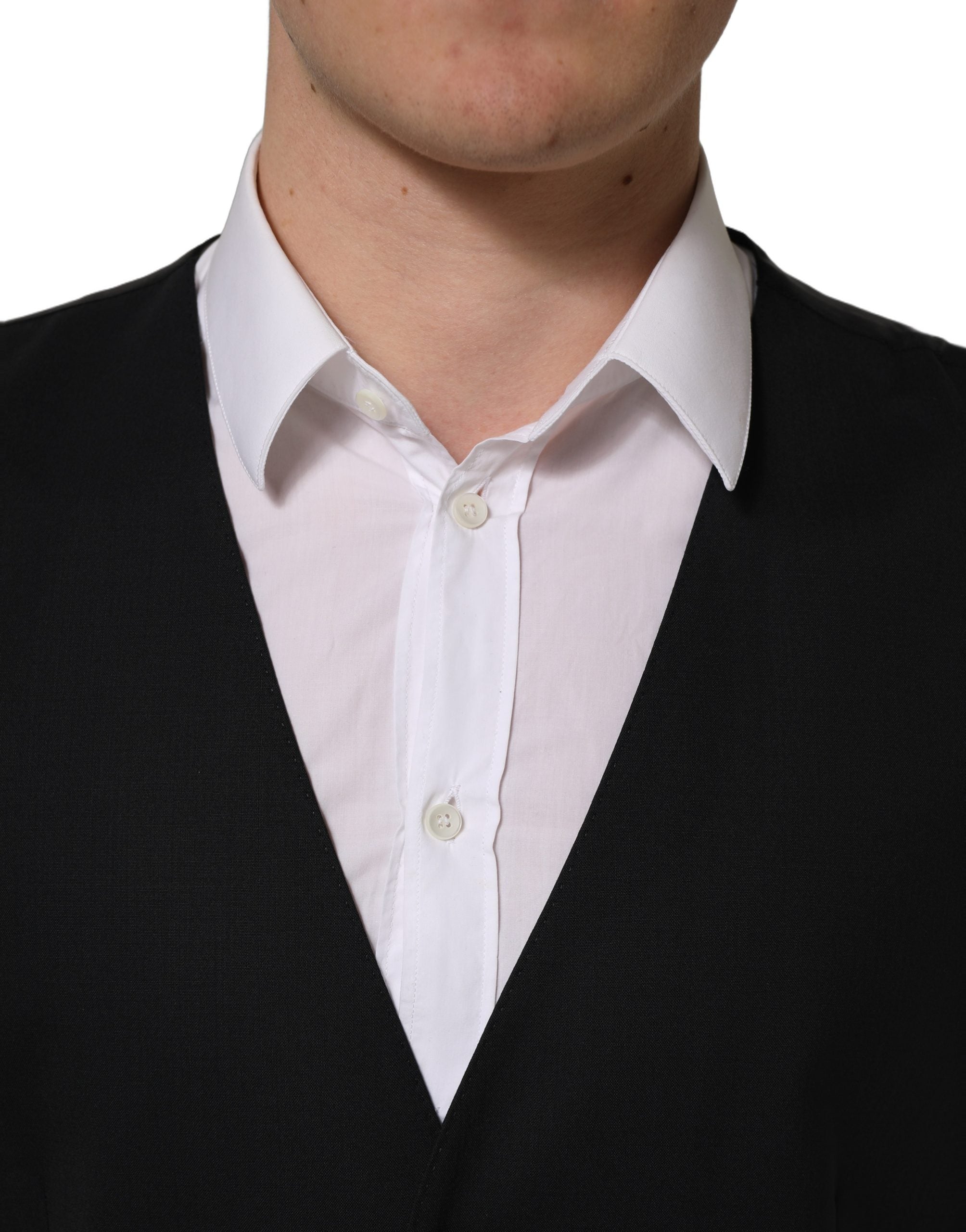 Dolce & Gabbana Schwarze Wollweste mit schmaler Passform