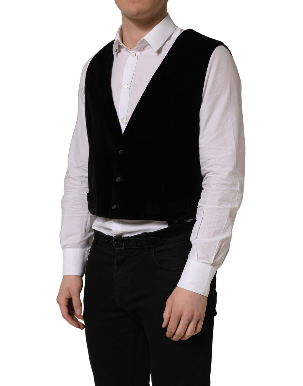 Dolce & Gabbana Schwarze Baumwollweste mit Einreiher