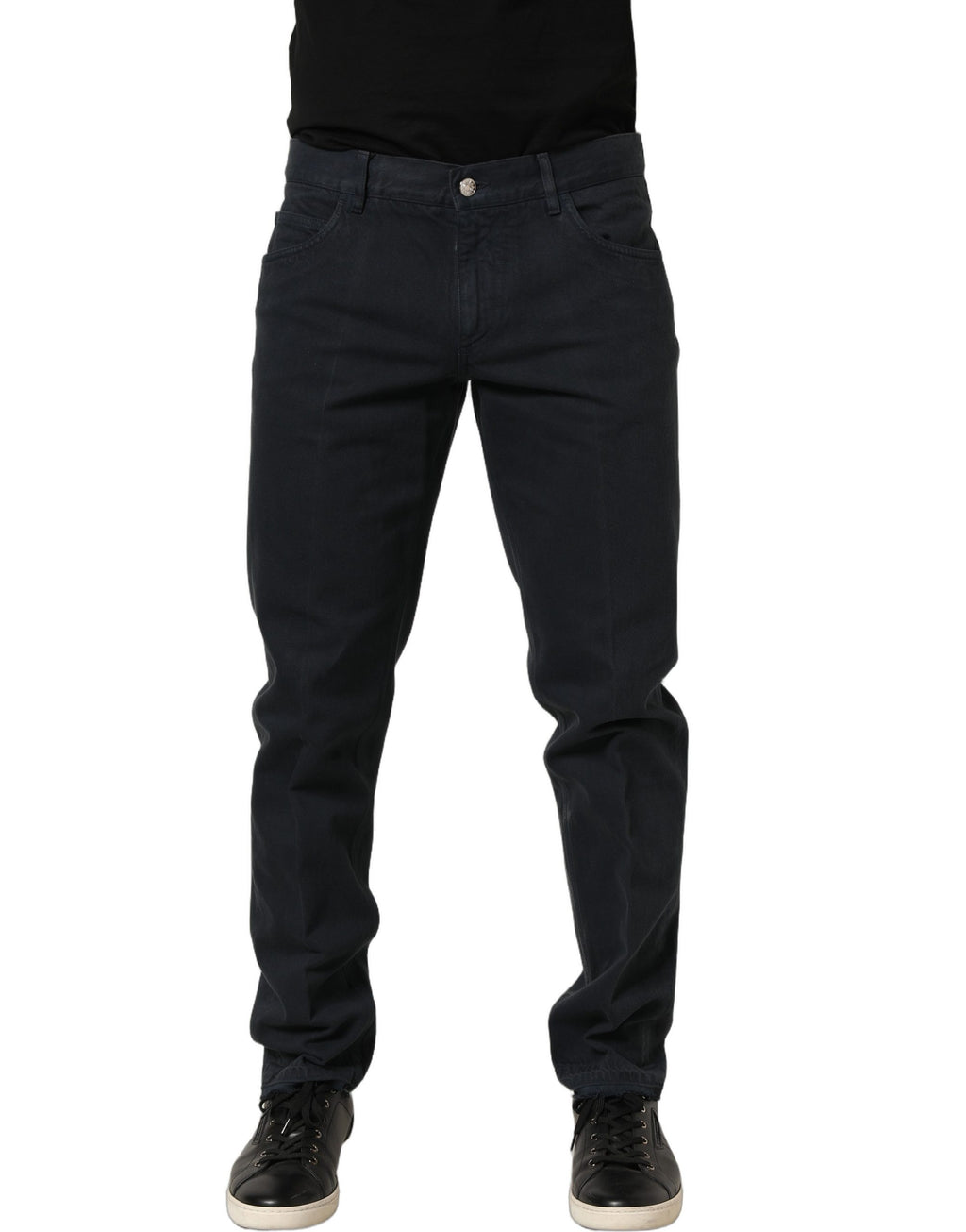 Dolce & Gabbana Schwarze Baumwoll Skinny Jeans für Herren mit mittlerer Taille