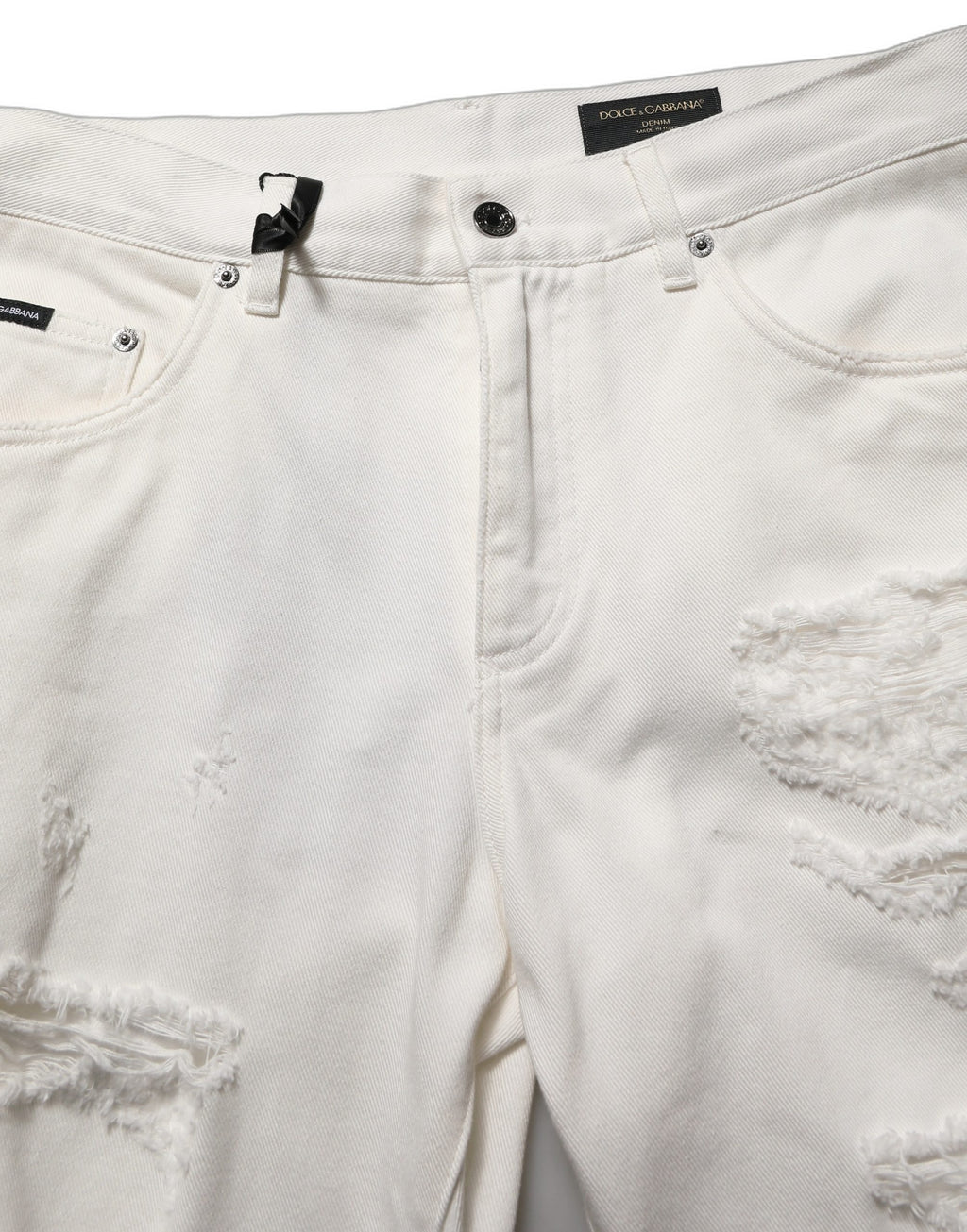 Dolce & Gabbana Weiße gerade Jeans aus Baumwolle mit Used-Look
