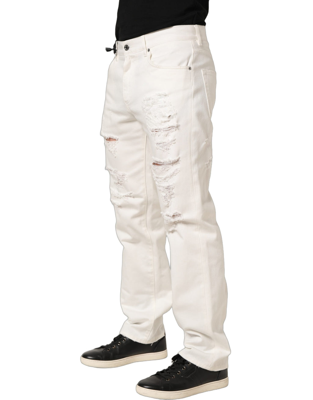 Dolce & Gabbana Weiße gerade Jeans aus Baumwolle mit Used-Look
