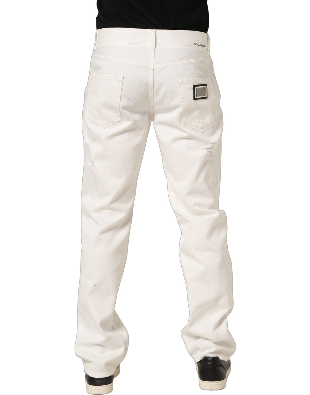 Dolce & Gabbana Weiße gerade Jeans aus Baumwolle mit Used-Look