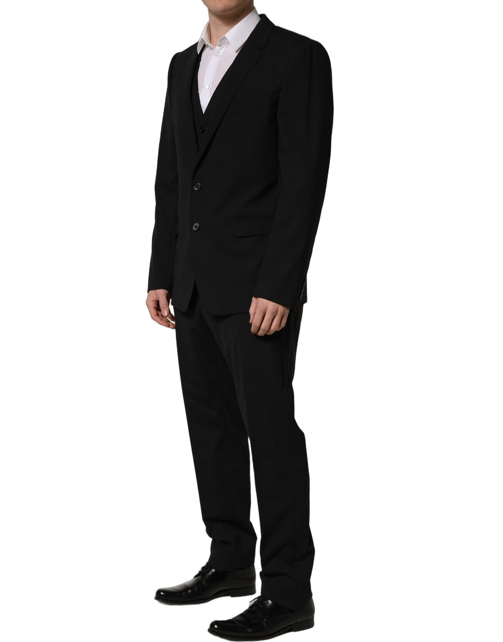 Dolce & Gabbana Schwarzer Woll-Anzug im Slim Fit-Stil, 3-teilig für Herren