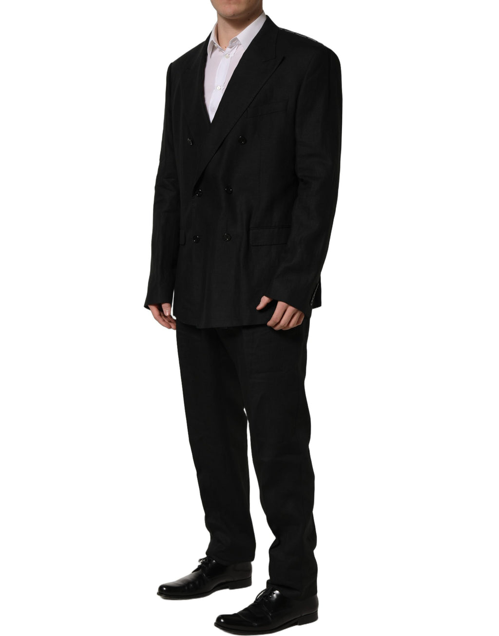 Dolce & Gabbana Schwarzer Leinen Anzug im Slim Fit Stil