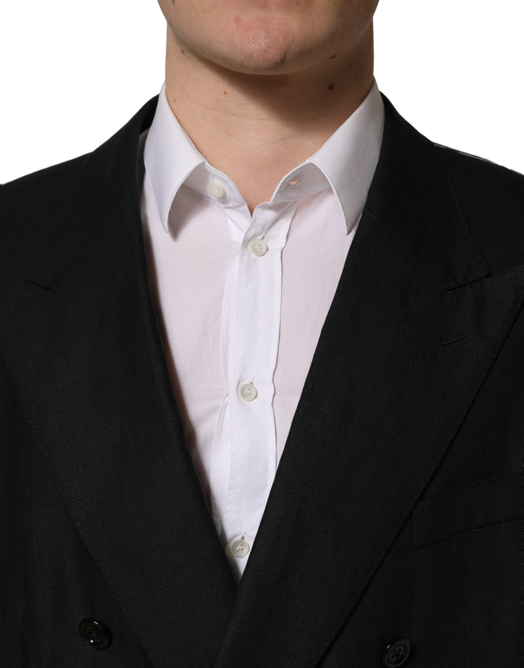 Dolce & Gabbana Schwarzer Leinen Anzug im Slim Fit Stil