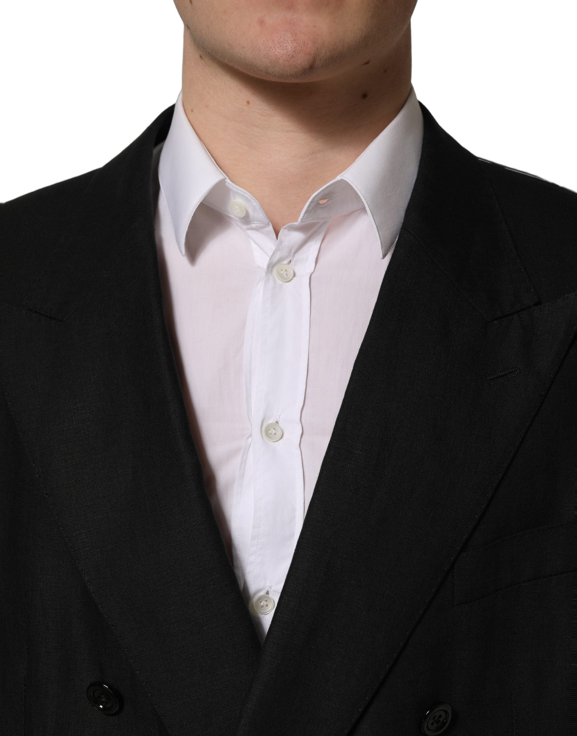Dolce & Gabbana Schwarzer Leinen Anzug im Slim Fit Stil