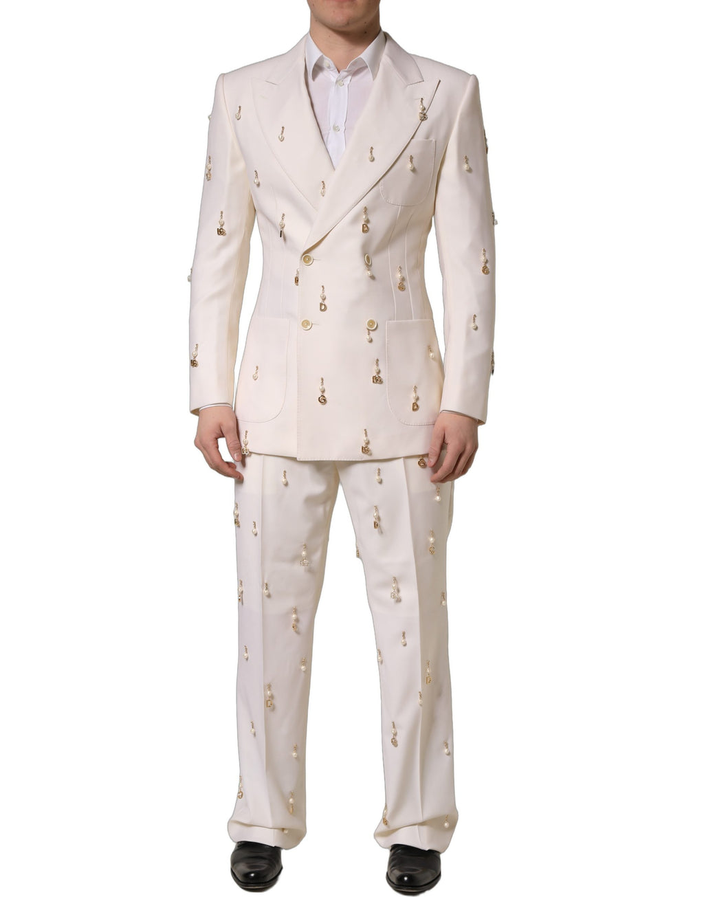 Dolce & Gabbana Weißer Woll-Anzug im Slim Fit Stil für Herren, zweiteilig