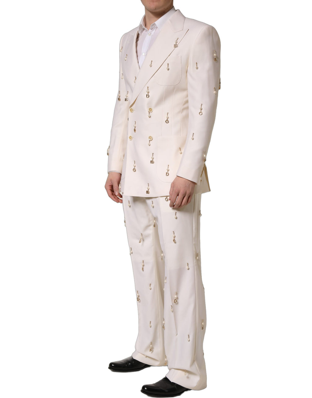 Dolce & Gabbana Weißer Woll-Anzug im Slim Fit Stil für Herren, zweiteilig