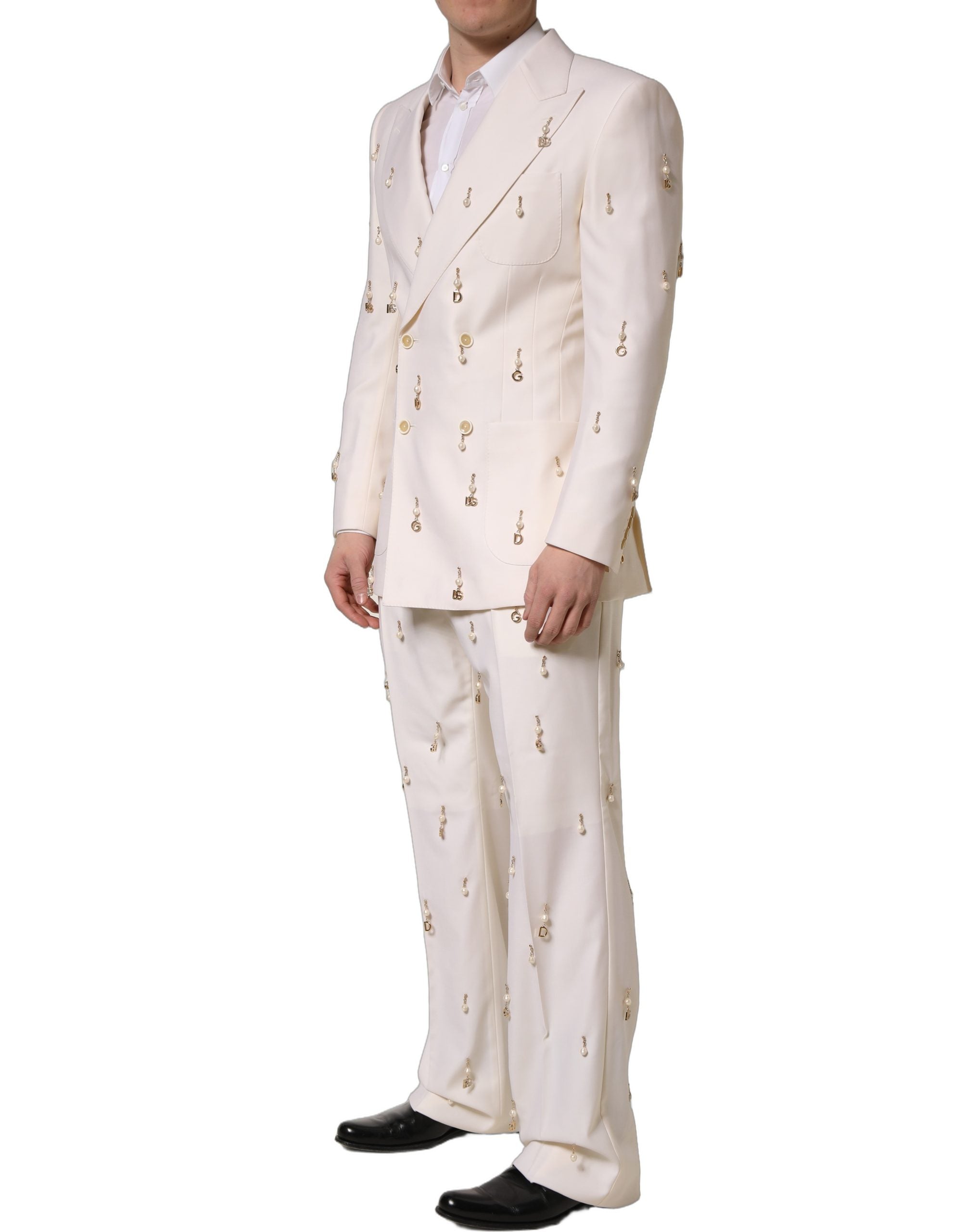 Dolce & Gabbana Weißer Woll-Anzug im Slim Fit Stil für Herren, zweiteilig