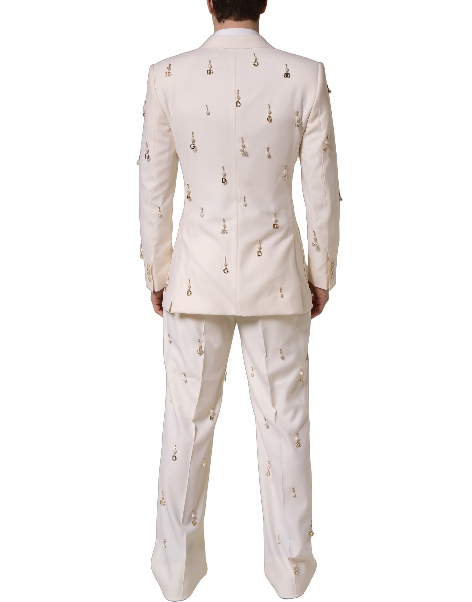 Dolce & Gabbana Weißer Woll-Anzug im Slim Fit Stil für Herren, zweiteilig