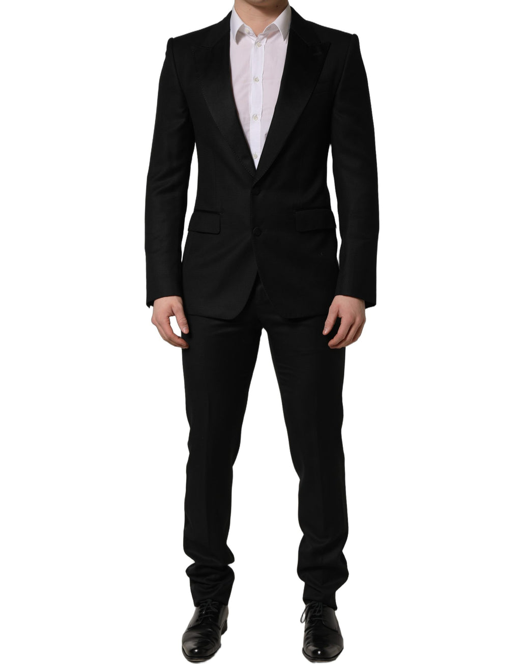Dolce & Gabbana Schwarzer Woll-Anzug im Slim Fit für Herren, 2-teilig