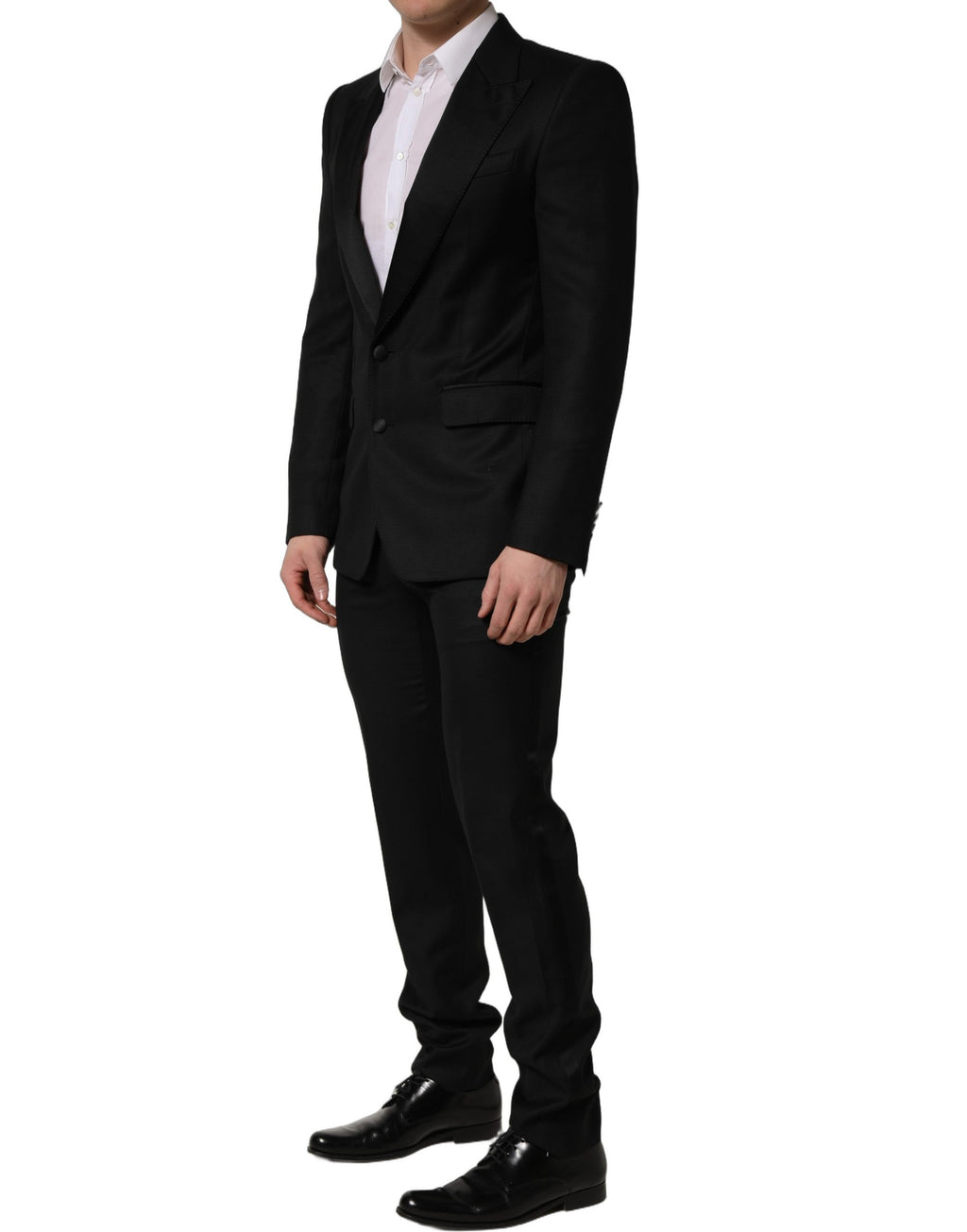 Dolce & Gabbana Schwarzer Woll-Anzug im Slim Fit für Herren, 2-teilig
