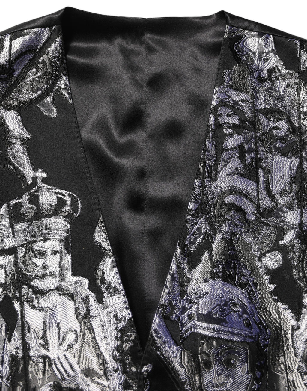Dolce & Gabbana Schwarzer Jacquard Slim Fit Anzug im 3-teiligen Set