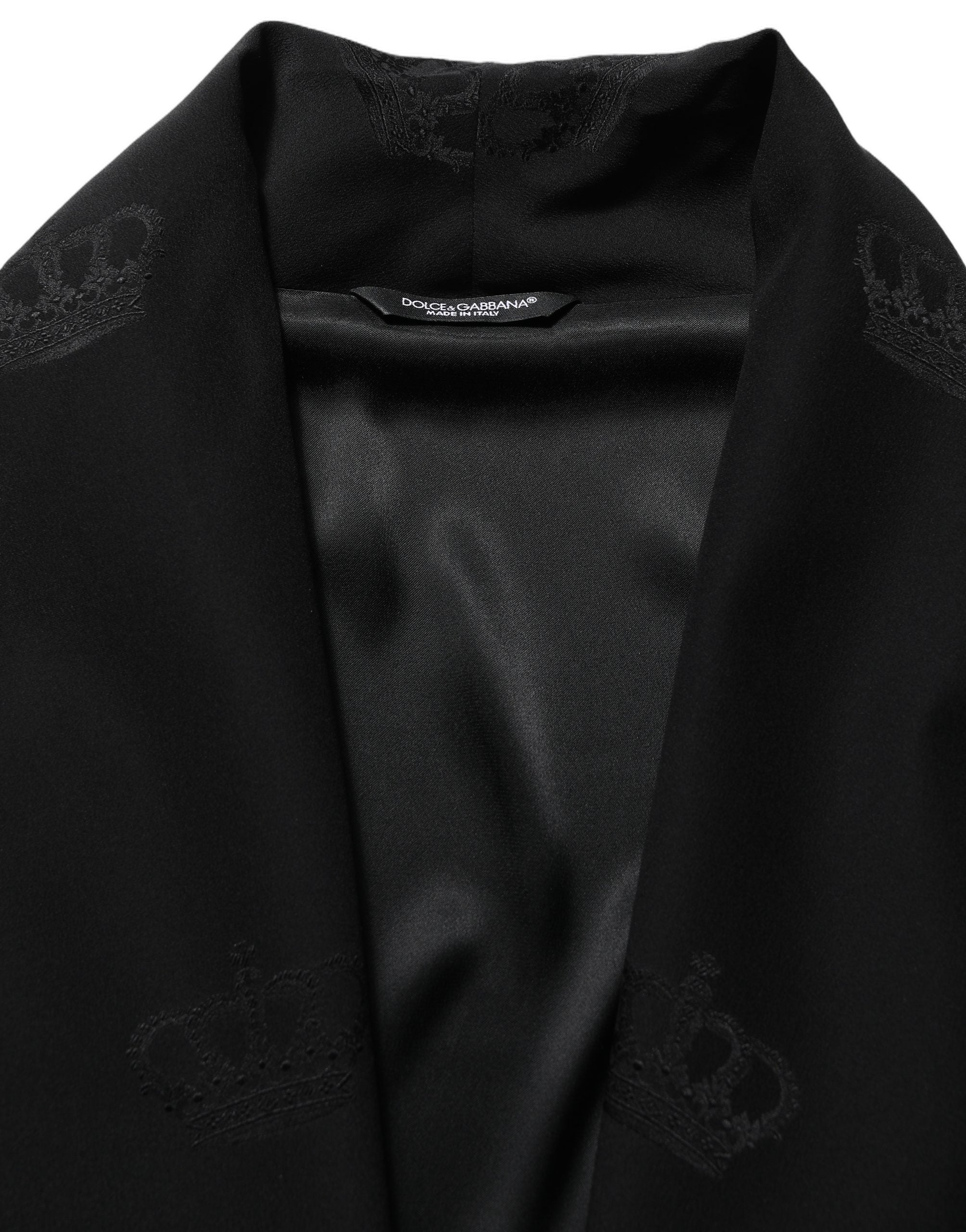 Dolce & Gabbana Schwarzer Seidenmantel 100% Seide Herren Morgenmantel Jacke
