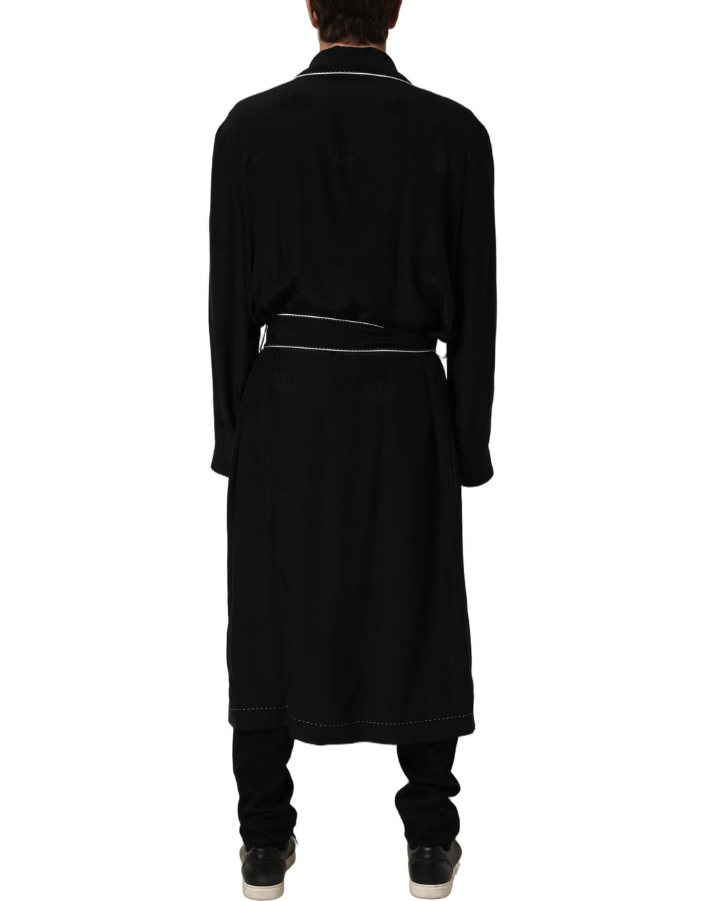 Dolce & Gabbana Schwarzer Seidenmantel 100% Seide Herren Morgenmantel Jacke