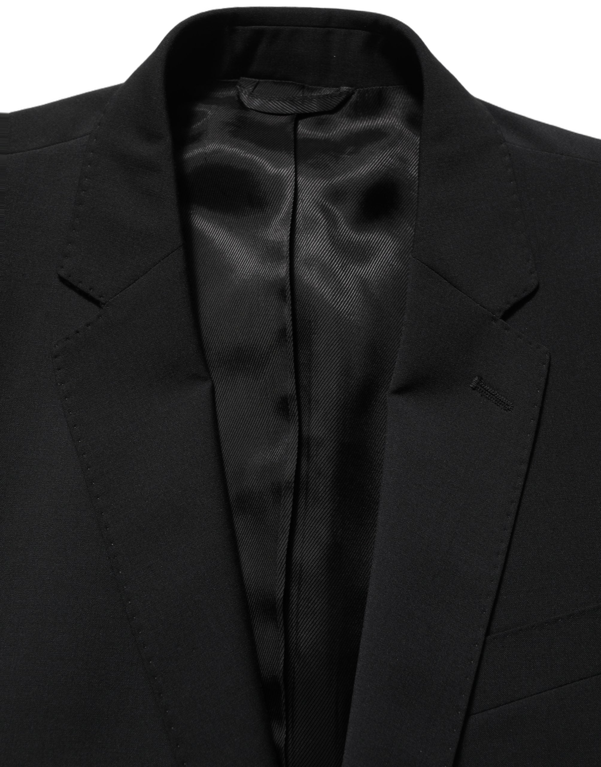 Dolce & Gabbana Schwarzer Woll-Anzug im Slim Fit für Herren, 2-teilig