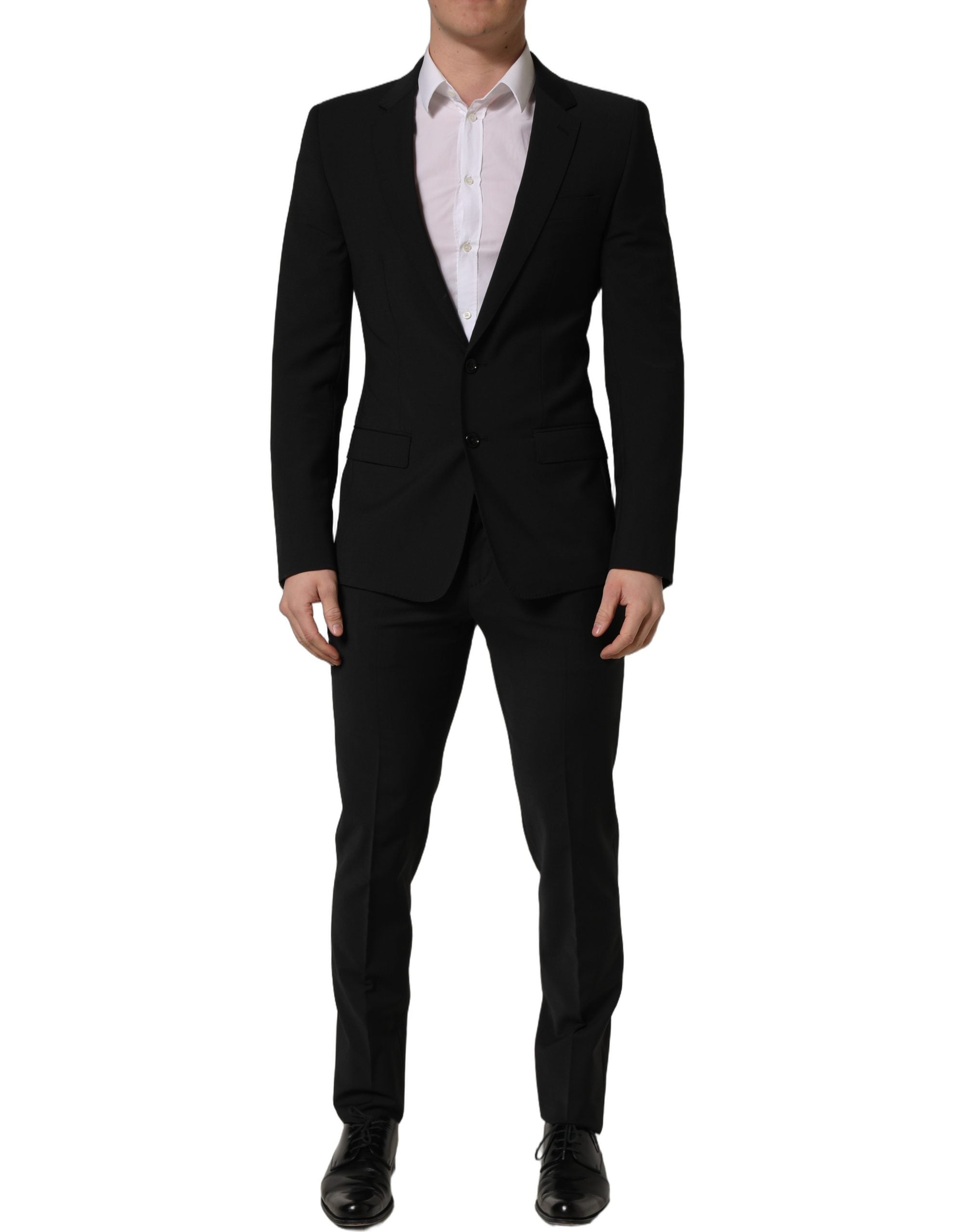 Dolce & Gabbana Schwarzer Woll-Anzug im Slim Fit für Herren, 2-teilig