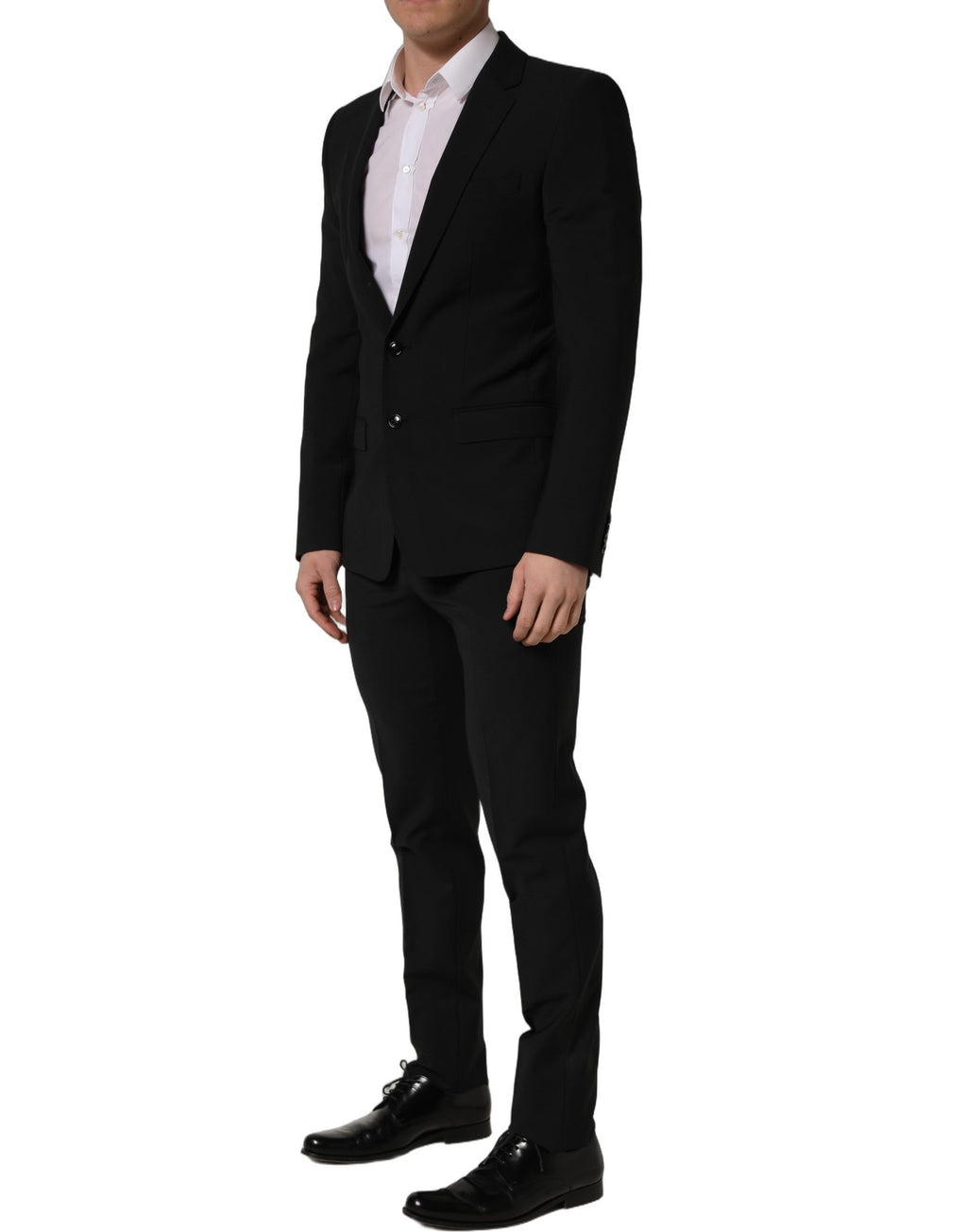 Dolce & Gabbana Schwarzer Woll-Anzug im Slim Fit für Herren, 2-teilig