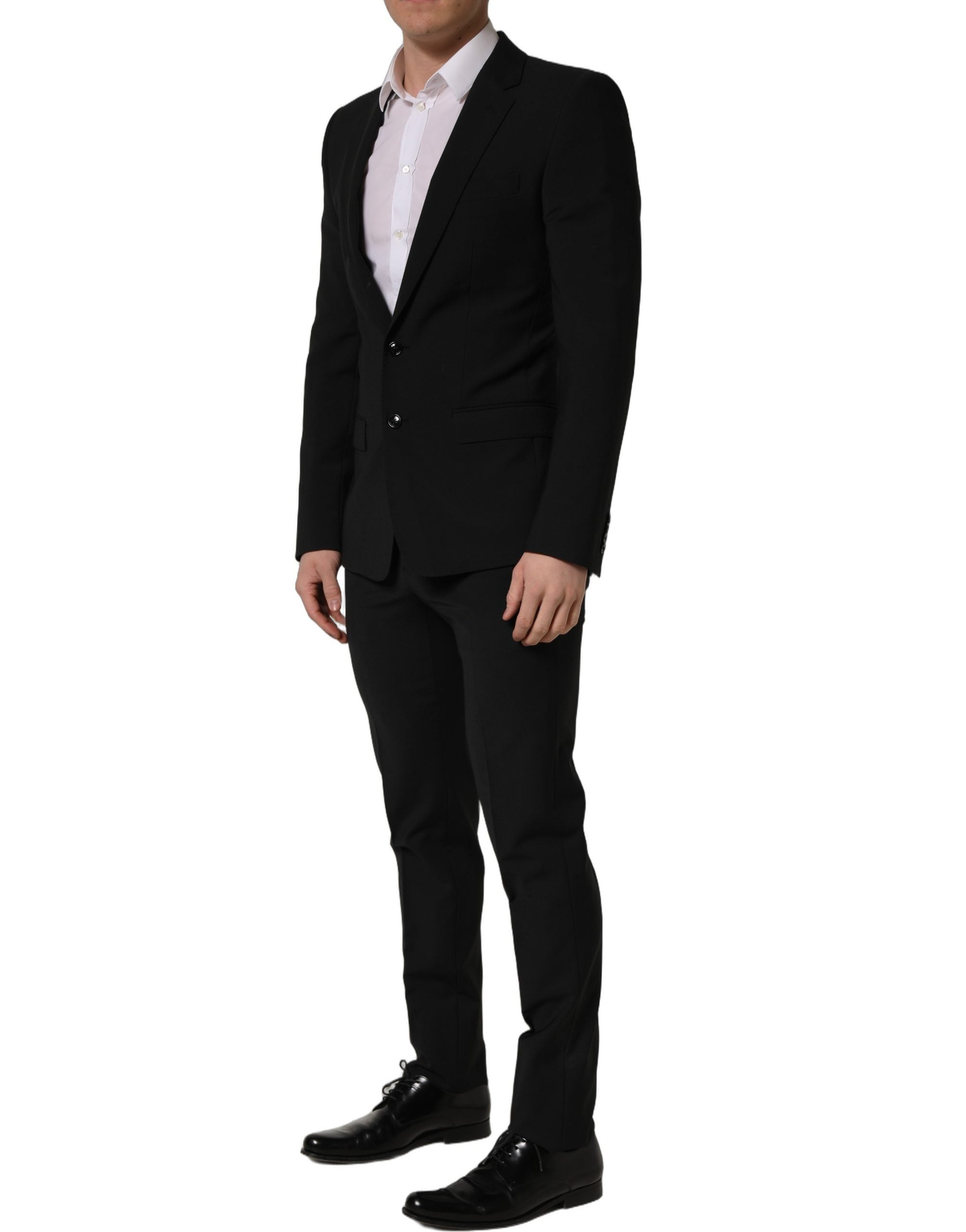 Dolce & Gabbana Schwarzer Woll-Anzug im Slim Fit für Herren, 2-teilig
