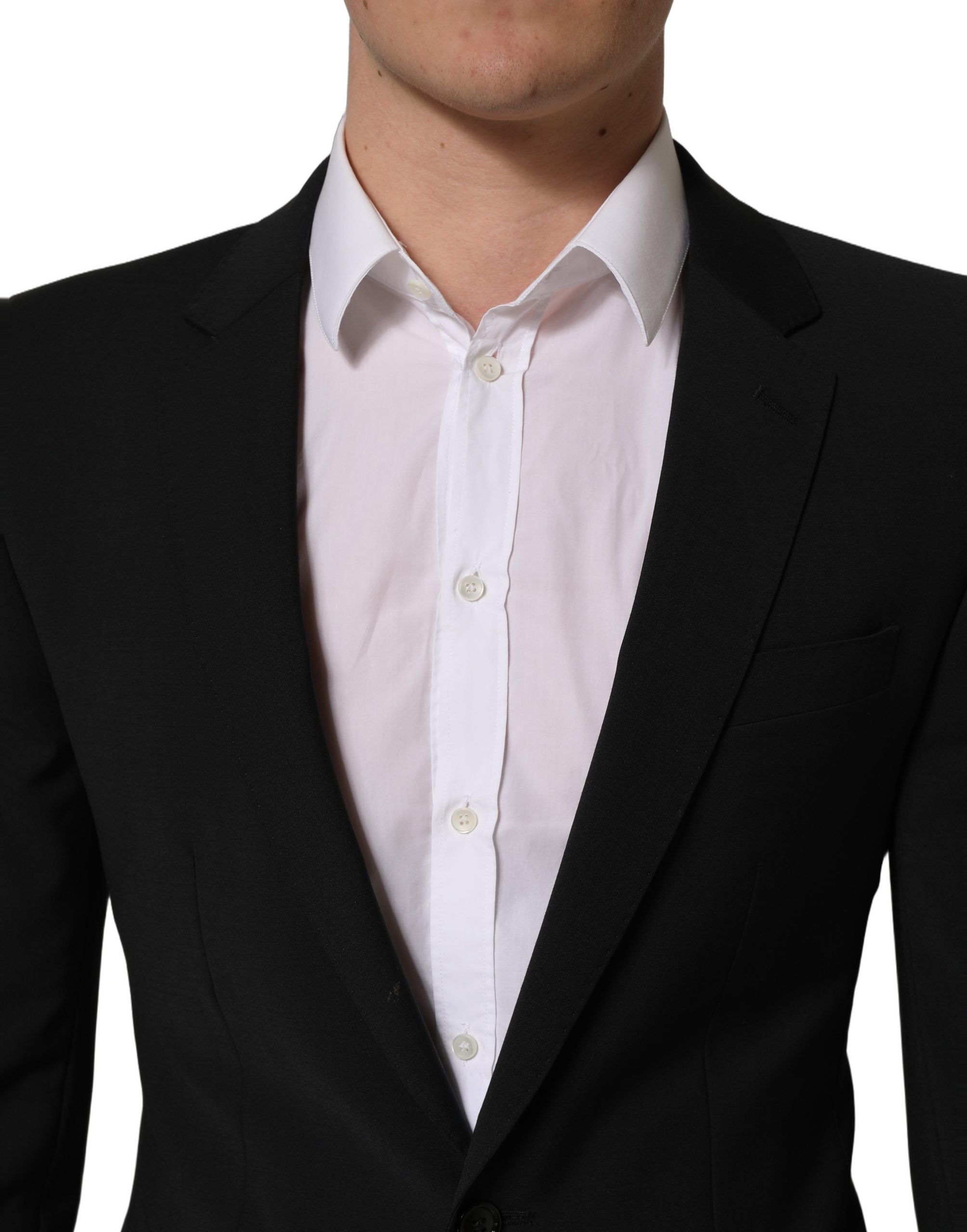 Dolce & Gabbana Schwarzer Woll-Anzug im Slim Fit für Herren, 2-teilig